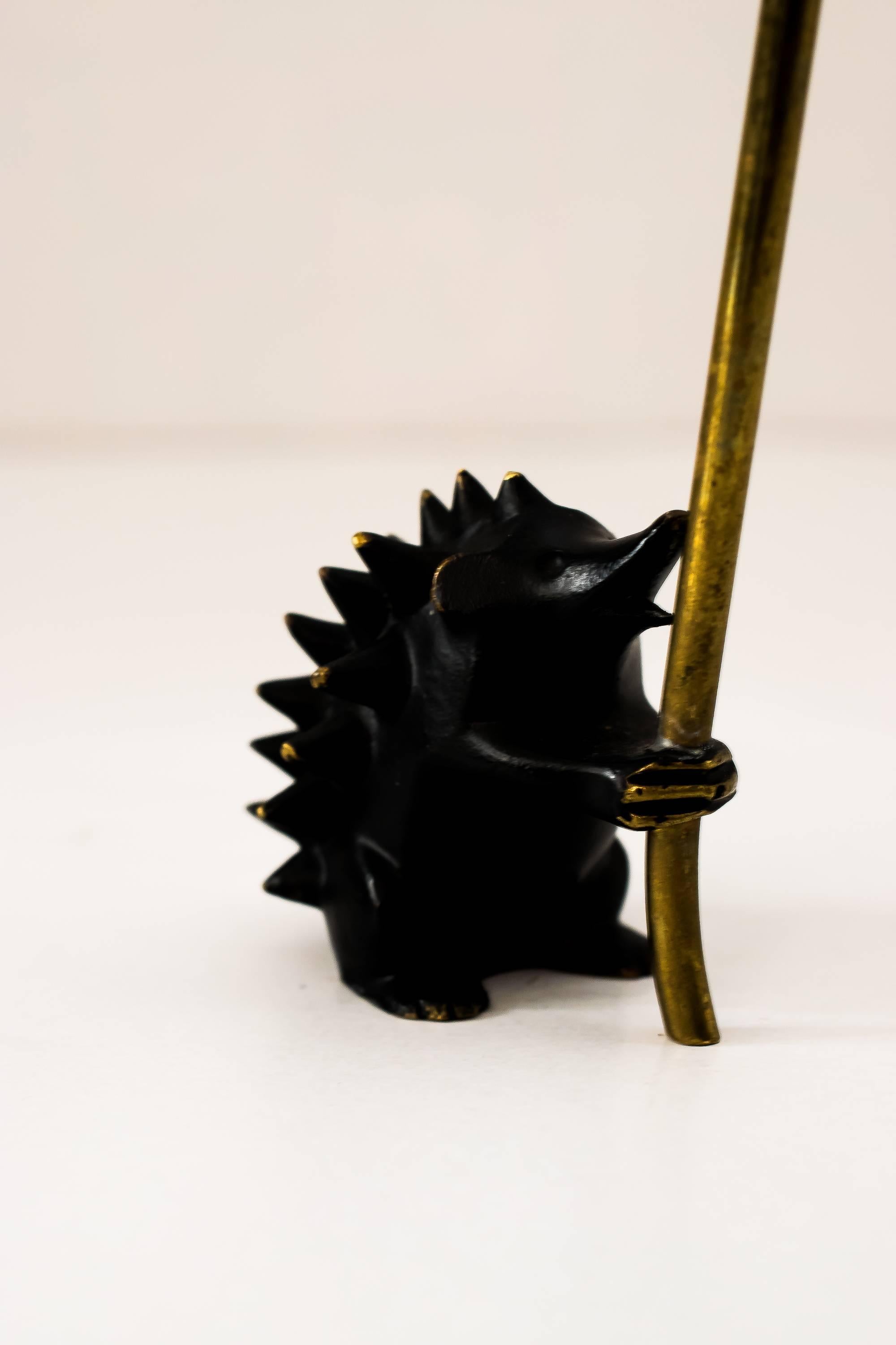 Austrian Walter Bosse Brass Hedgehog Figurine Pretzel Holder, Ring Holder