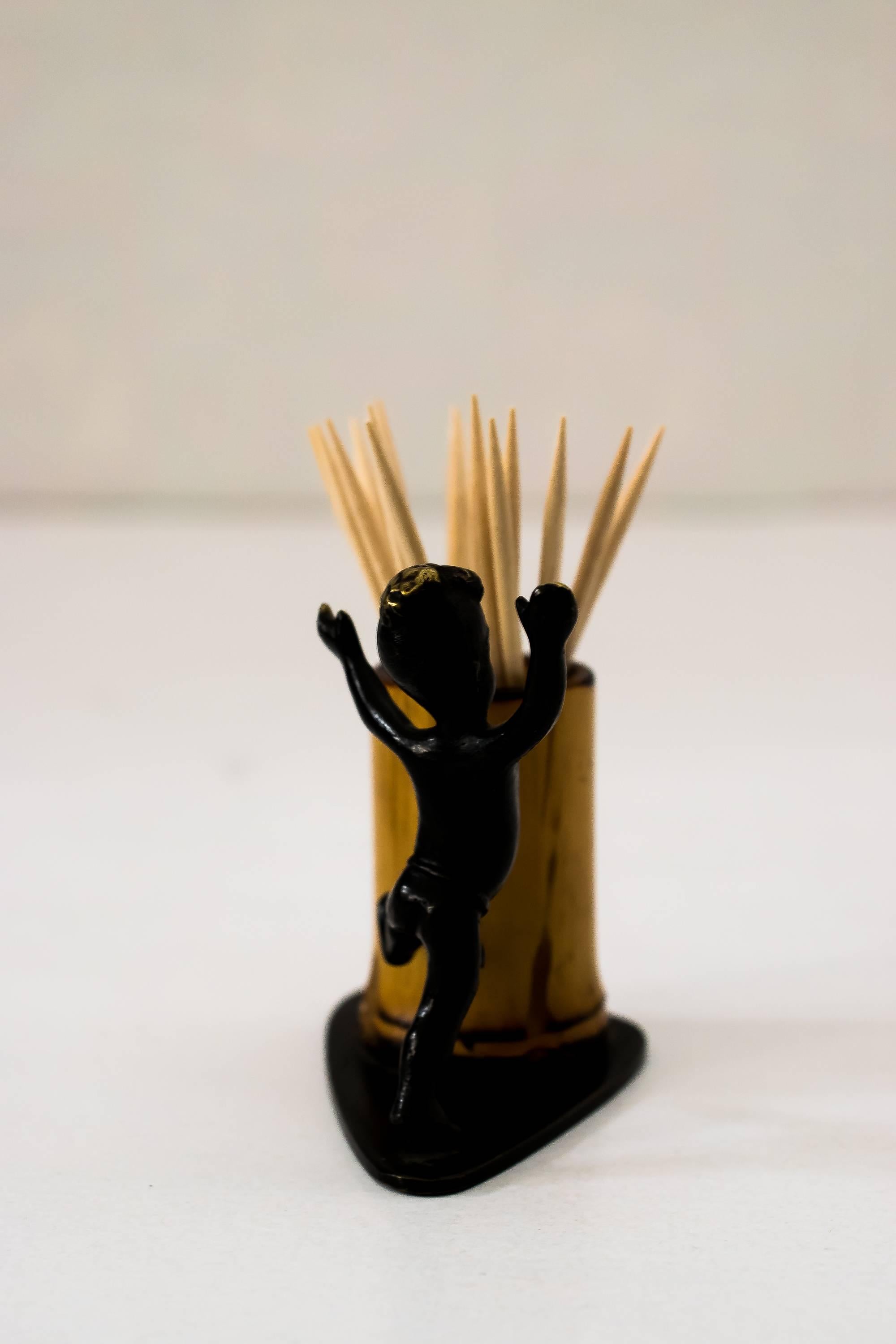 Austrian Toothpick Holder with African Boy by Richard Rohac For Sale