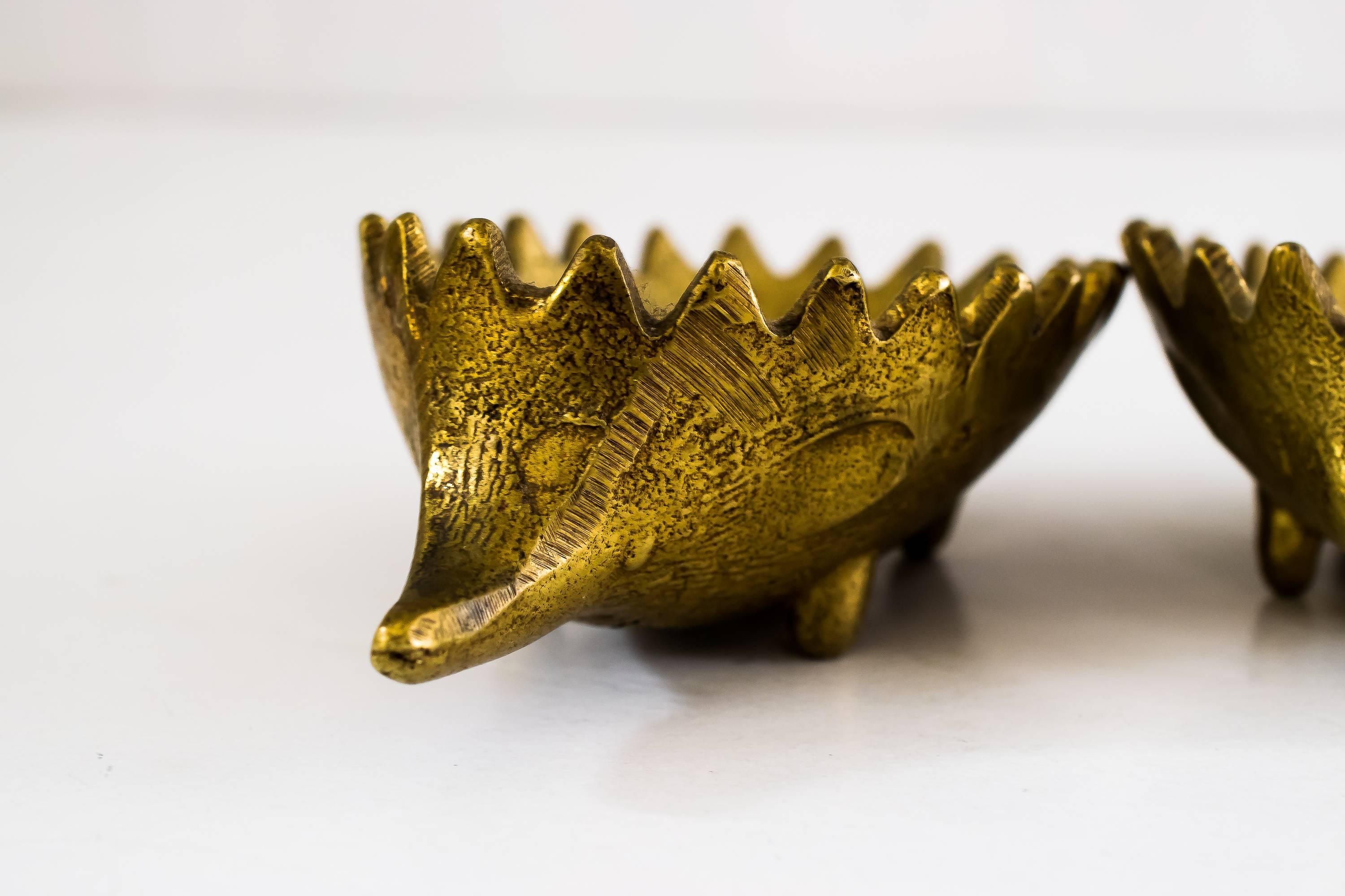 Hedgehog by Walter Bosse for Hertha Baller Brass In Excellent Condition In Wien, AT
