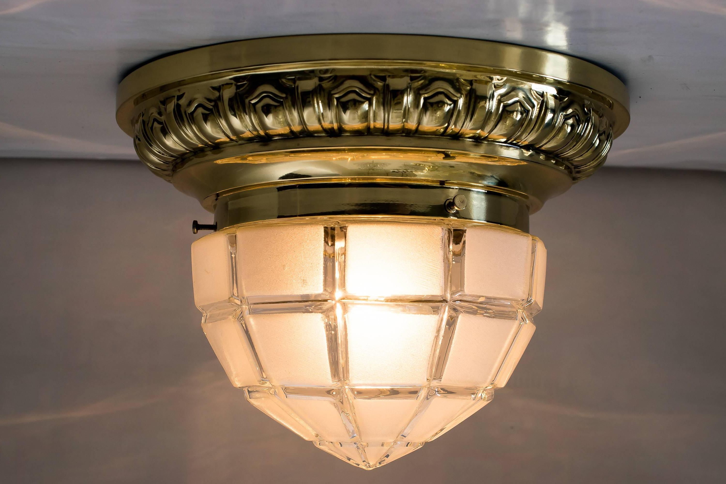 Art Nouveau ceiling lamp, circa 1908
polished and stove enameled.