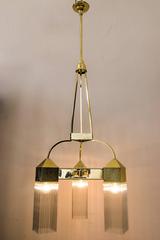 Big and Beautiful Hammered Art Nouveau Chandelier with Glass Sticks