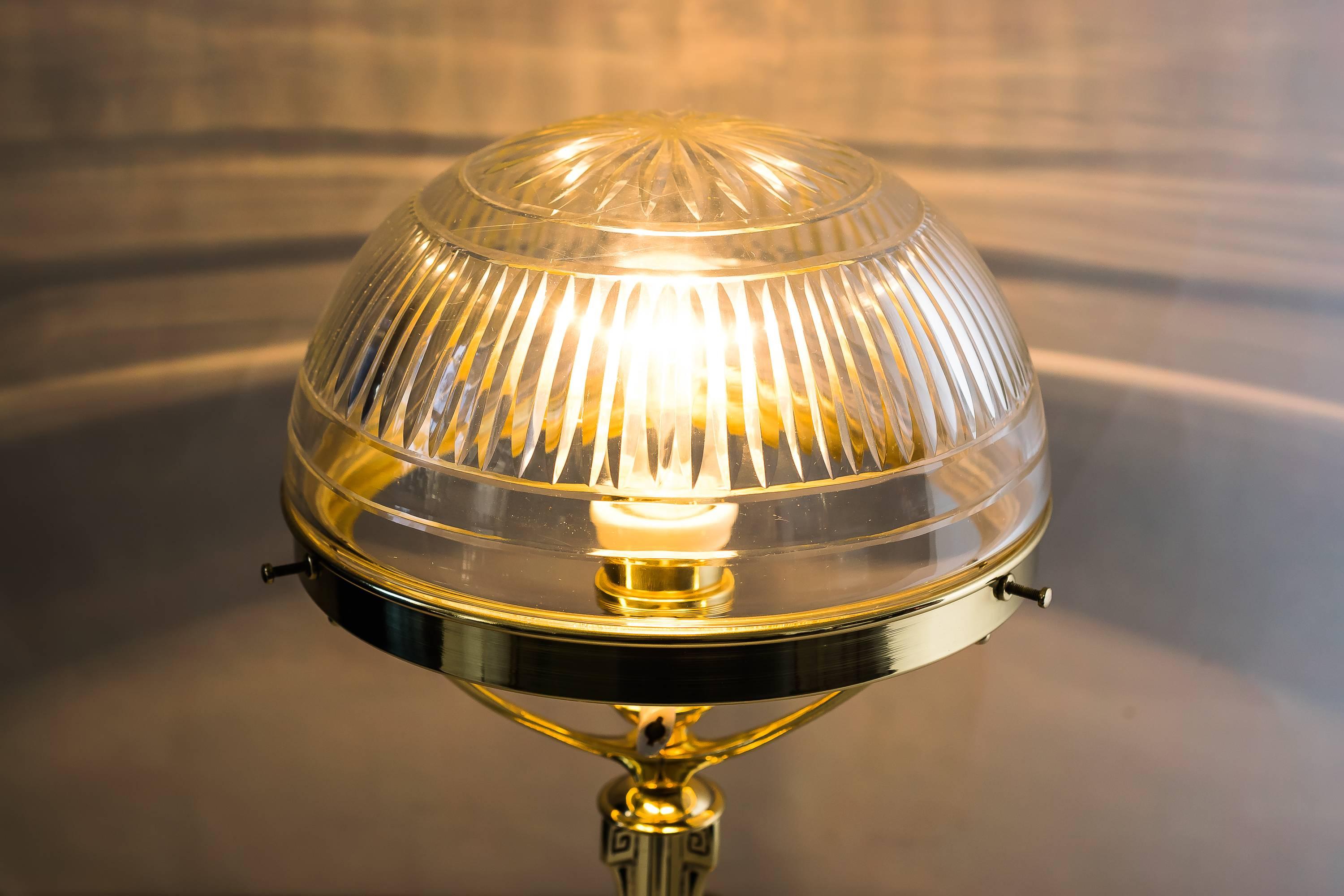 Début du 20ème siècle Lampe de bureau Art Nouveau avec verre taillé d'origine, vers 1908 en vente