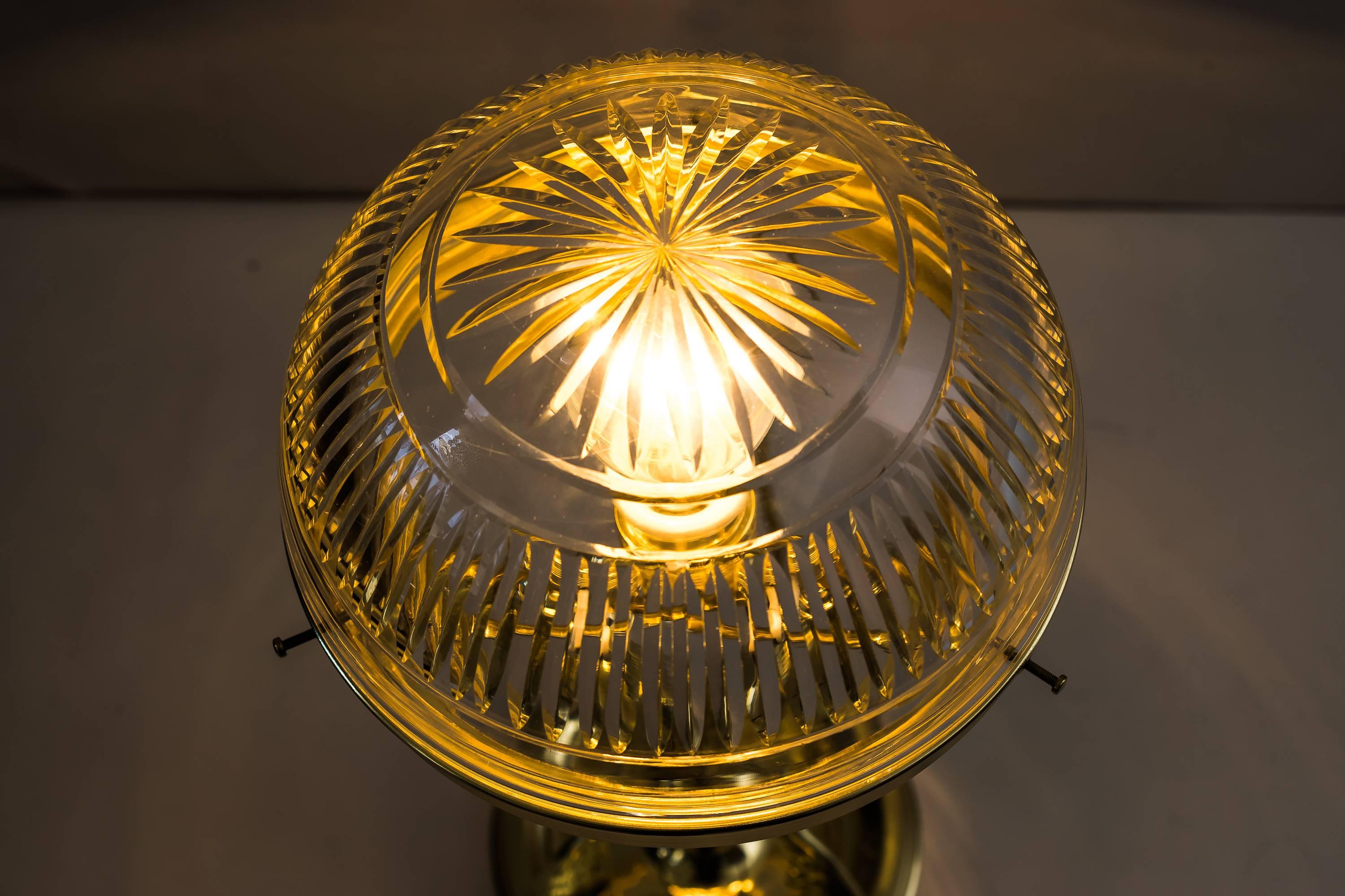 Cut Glass Art Nouveau Table Lamp with Original Cut-Glass, circa 1908 For Sale