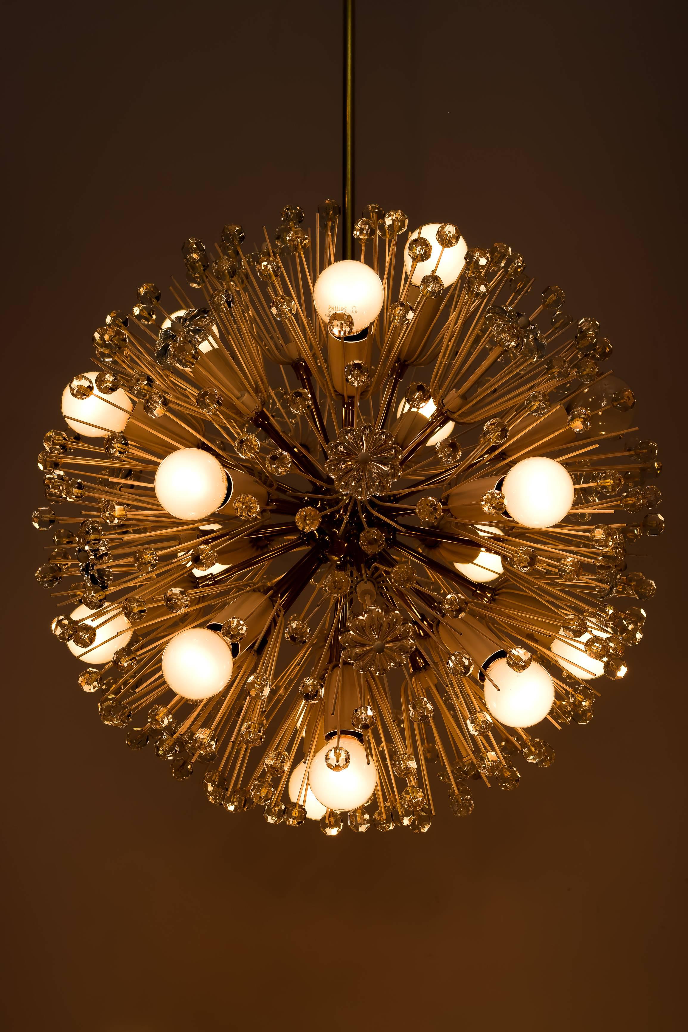 Brass Mid-Century Modernist Chandelier 