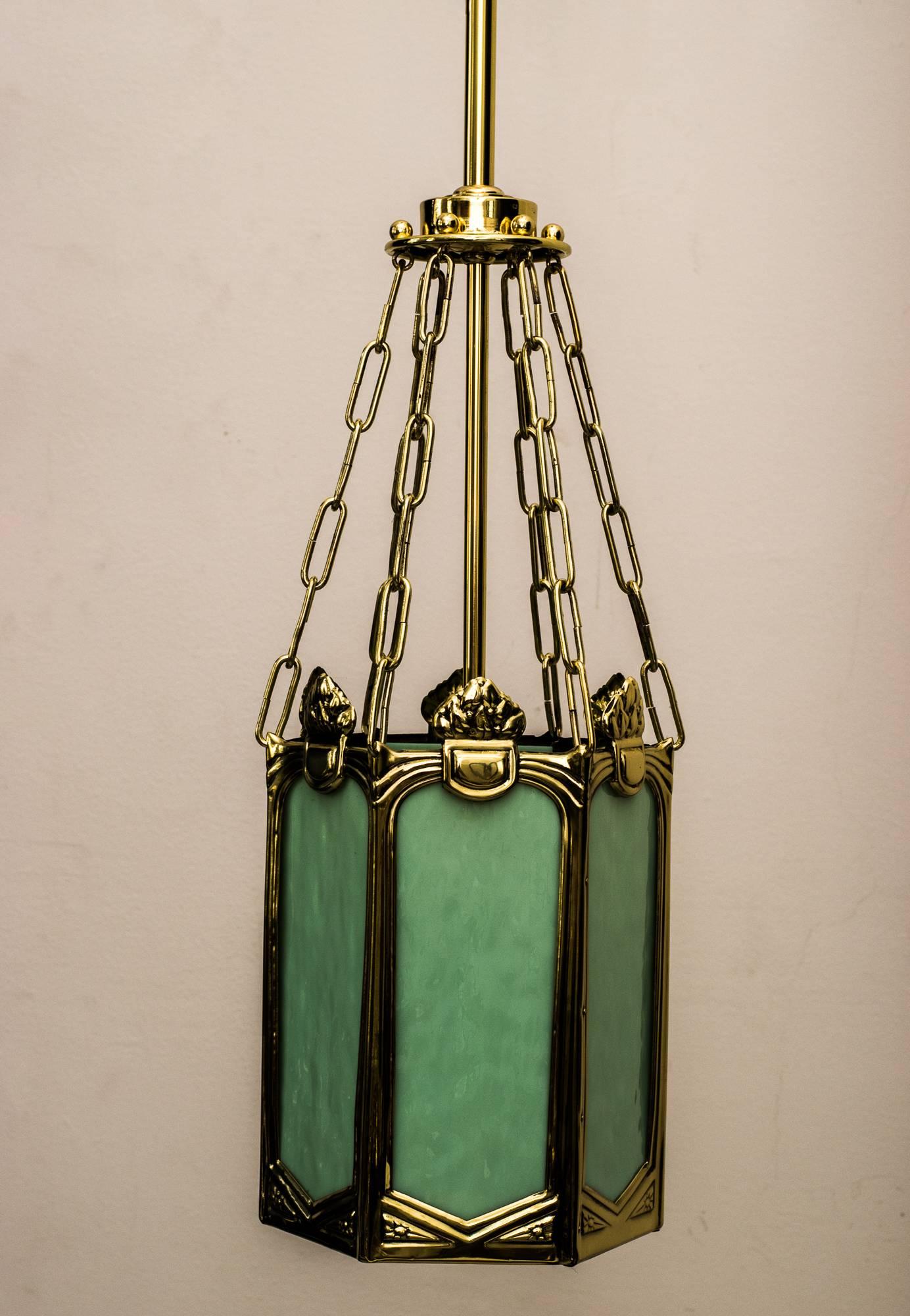 Austrian Beautiful Art Nouveau Pendant with Original Opaline Glasses, circa 1909s