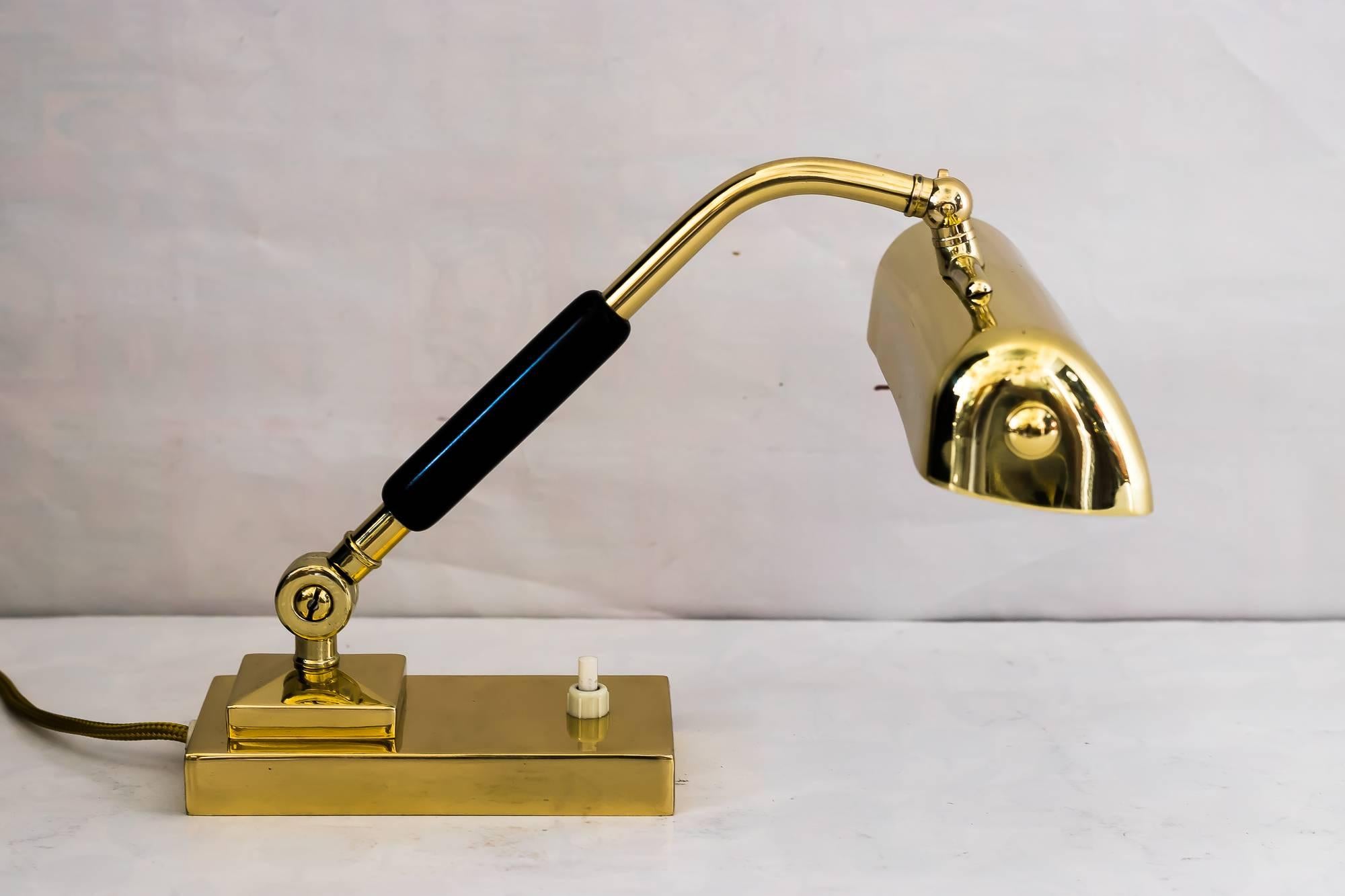 Art Deco Table Lamp with Blackened Wood, circa 1920s In Excellent Condition In Wien, AT