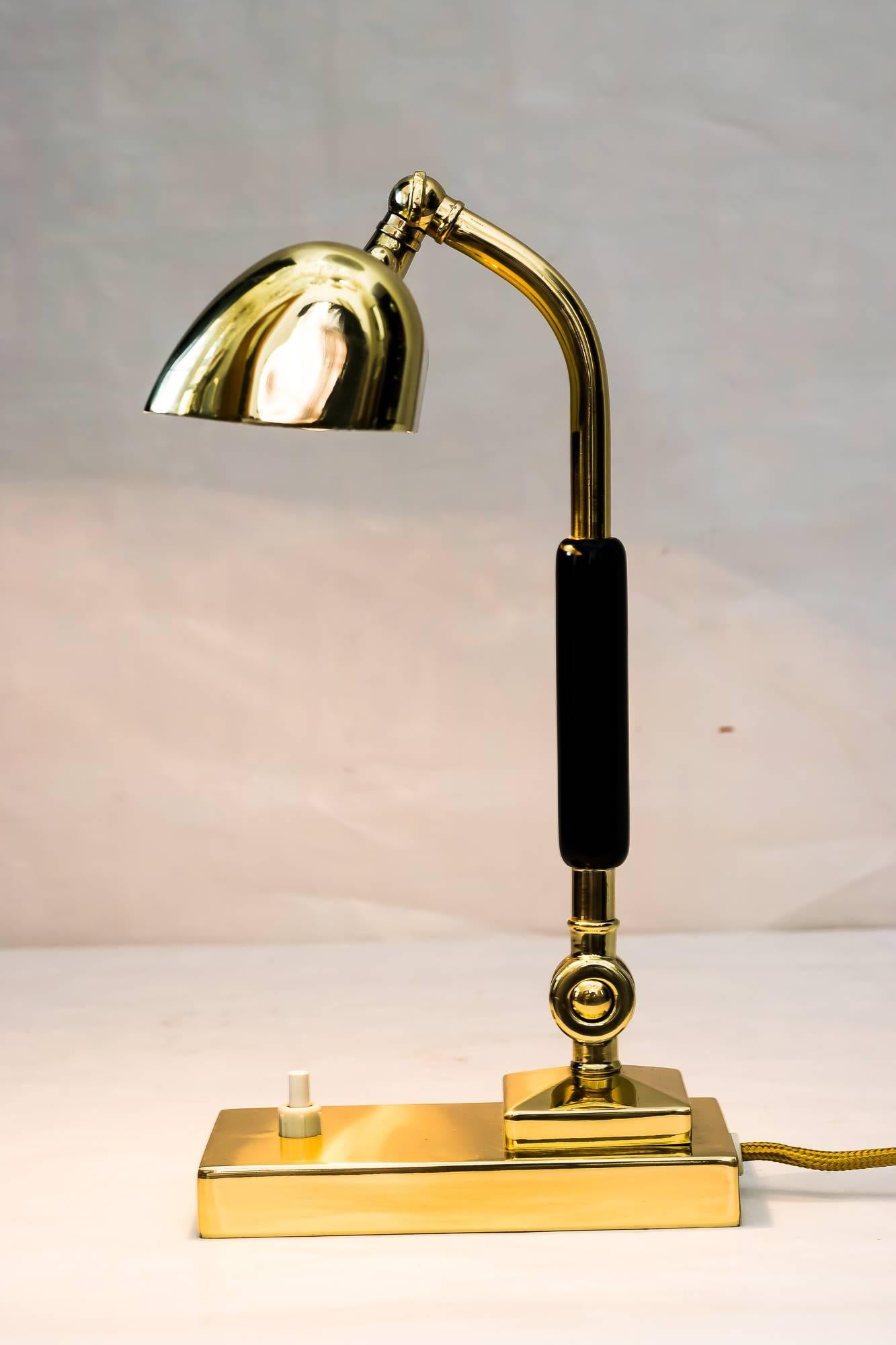 Art Deco Table Lamp with Blackened Wood, circa 1920s 2