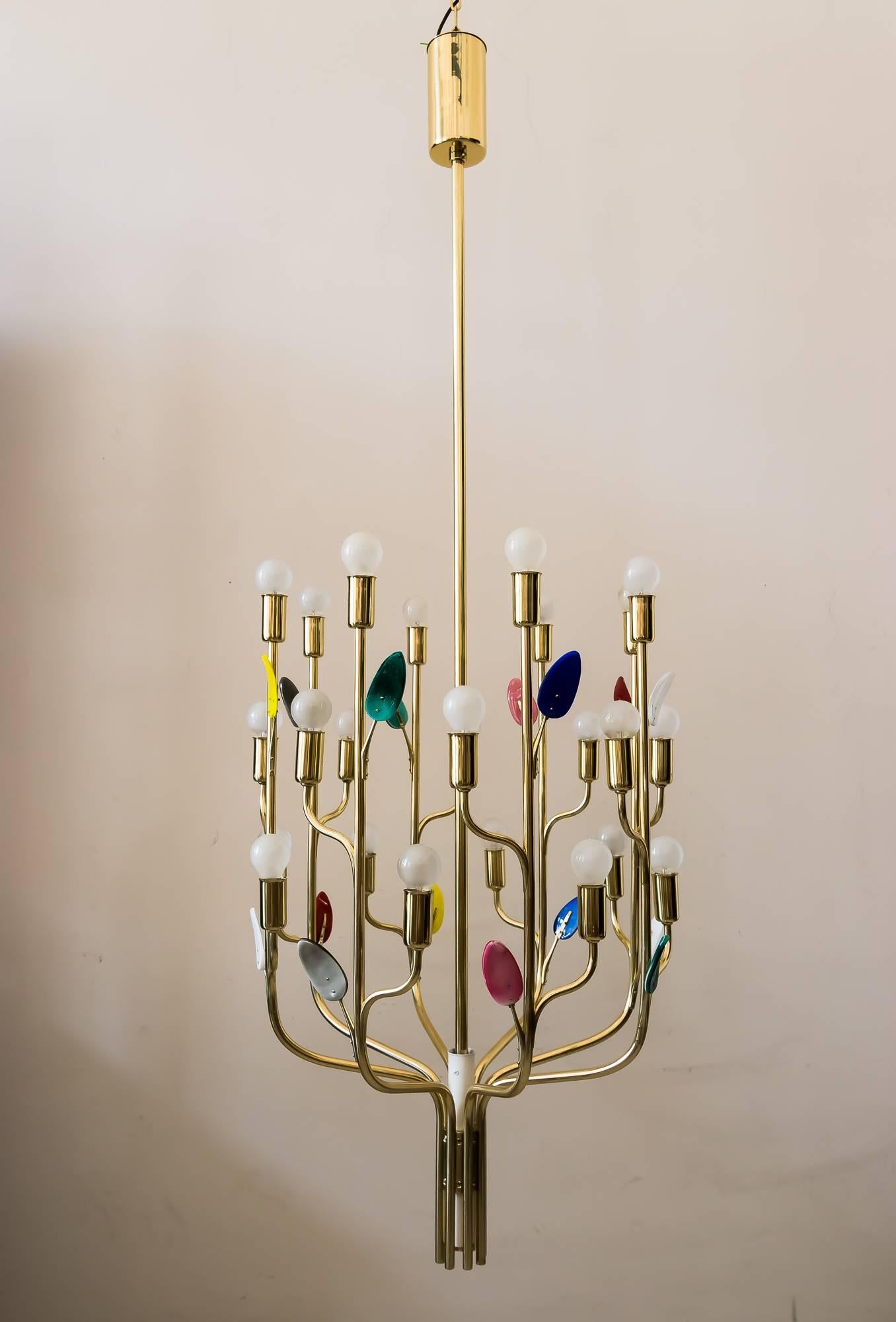 Mid-Century Modern Rare J. T. Kalmar, “Buntblatt” chandelier, Model No. 3748