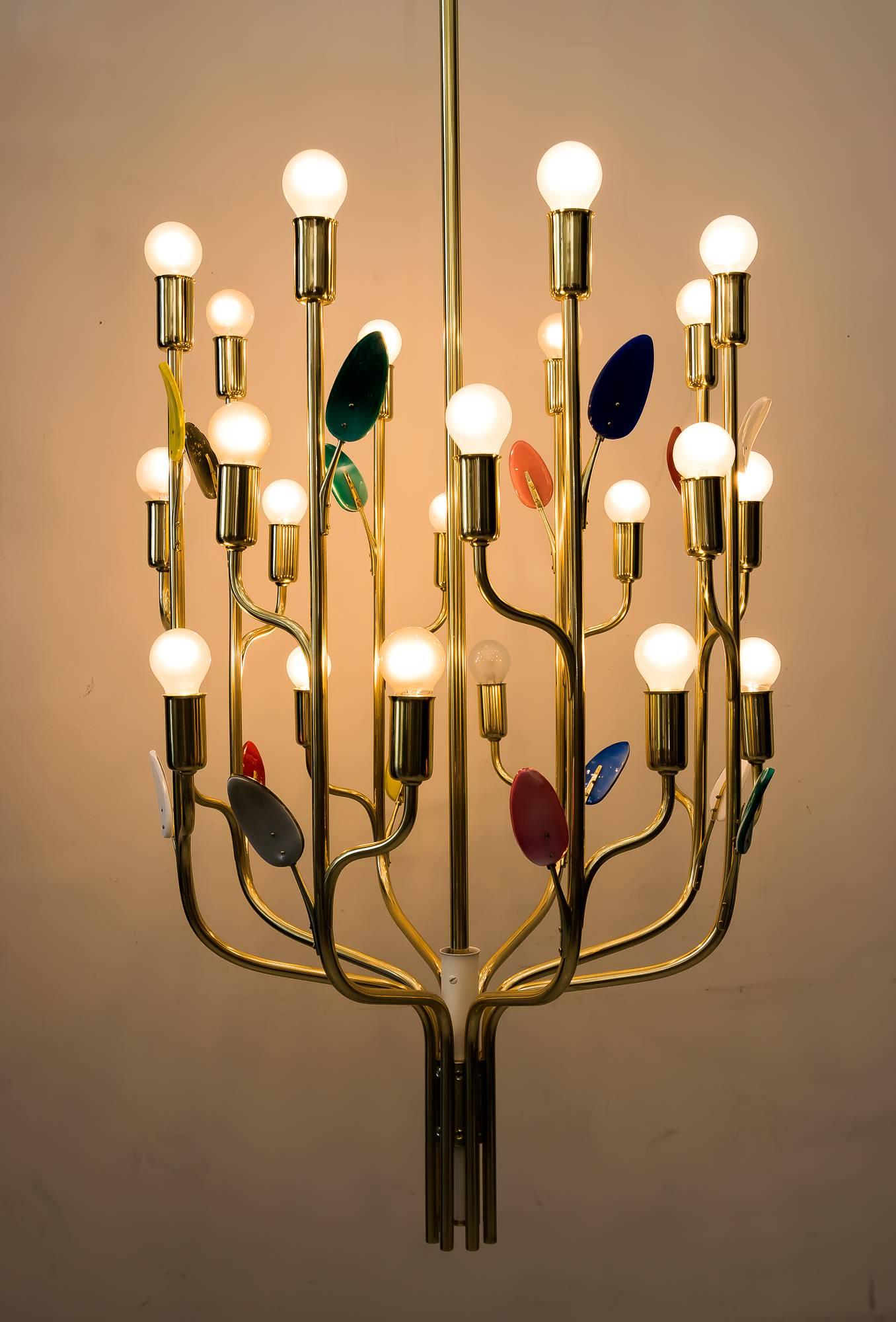 Mid-20th Century Rare J. T. Kalmar, “Buntblatt” chandelier, Model No. 3748