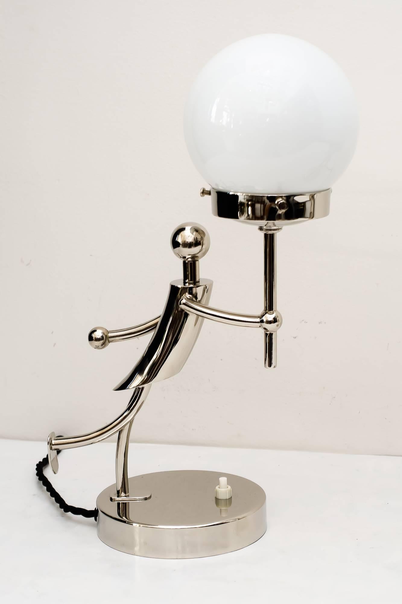 Plated Two Rare Art Deco Table Lamps in Hagenauer Style, circa 1920s