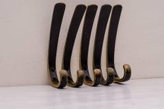 Five Austrian Brass Wall Hooks by Hertha Baller in the Carl Auböck Style