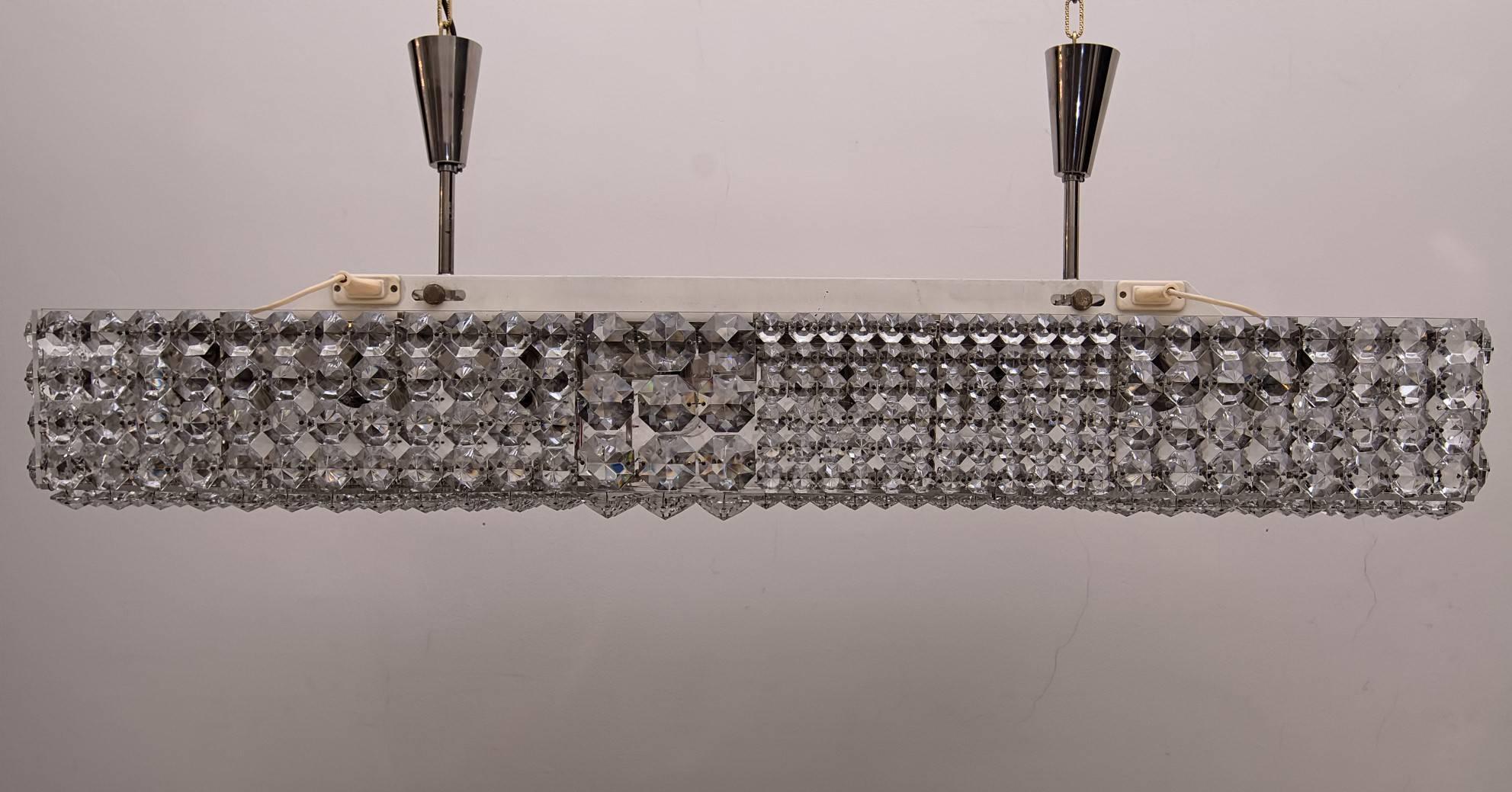 Austrian Amazing and Rare Rectangular Crystal Chandelier by E. Bakalowits & Söhne, 1960