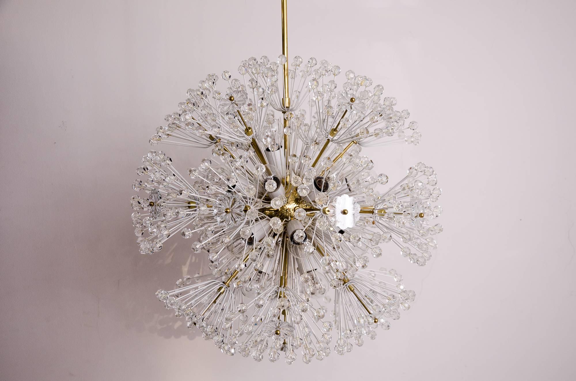 Rare large brass and glass Sputnik chandeliers by Emil Stejnar
Excellent original condition 
Twenty-Two bulbs.