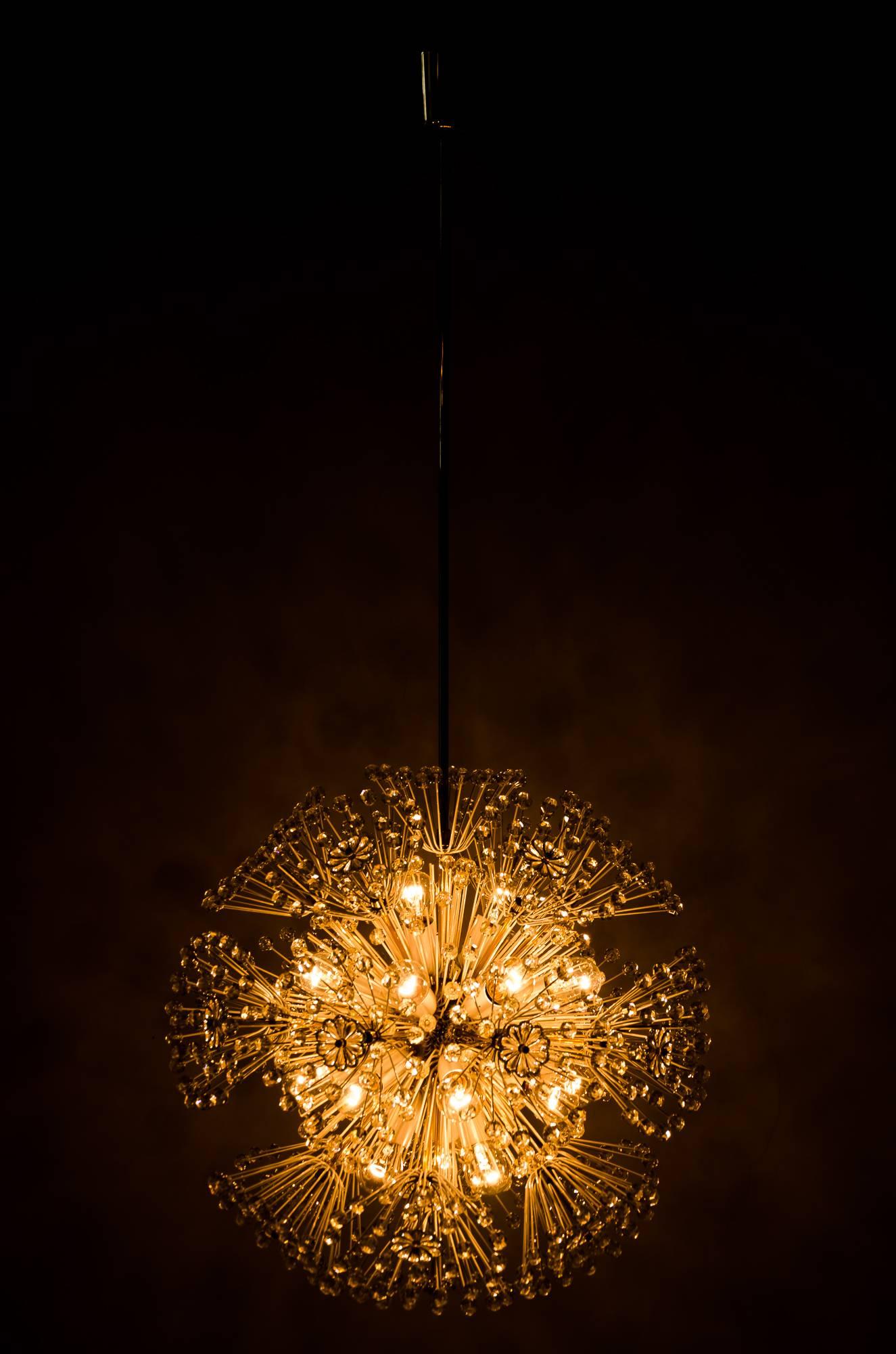Mid-20th Century Rare Large Brass and Glass Sputnik Chandeliers by Emil Stejnar