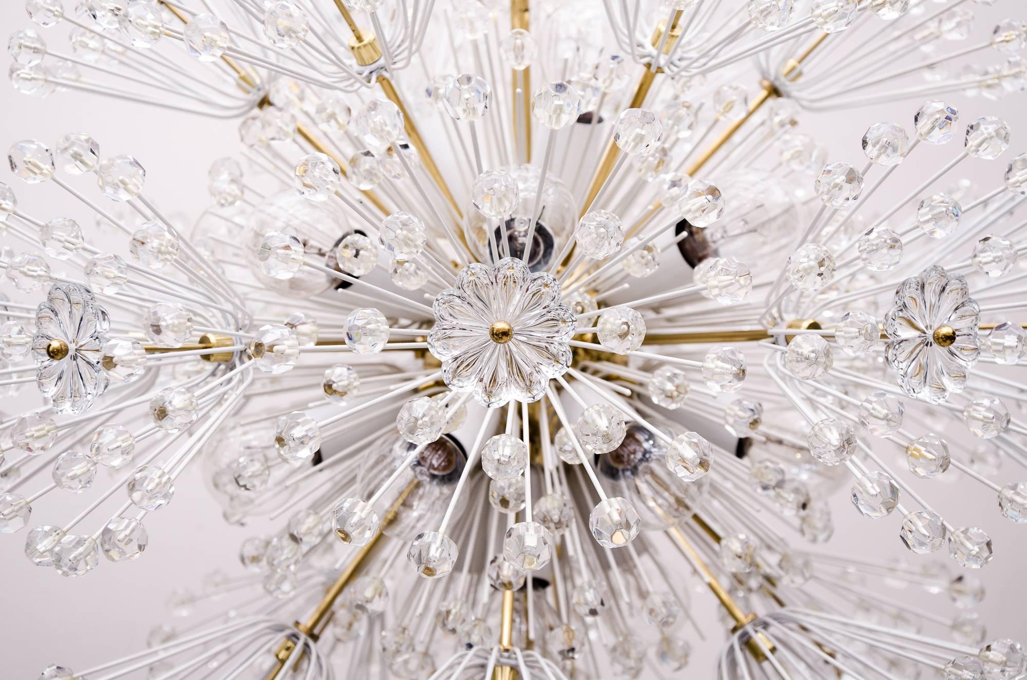 Rare Large Brass and Glass Sputnik Chandeliers by Emil Stejnar 3