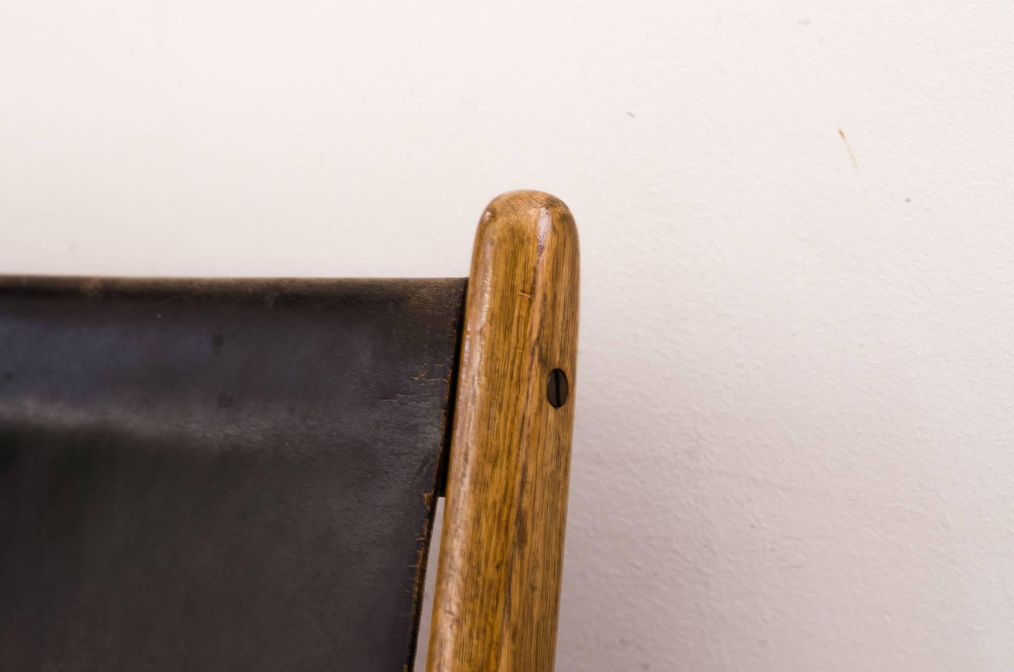 Leather Hunting Chair by Uno & Östen Kristiansson