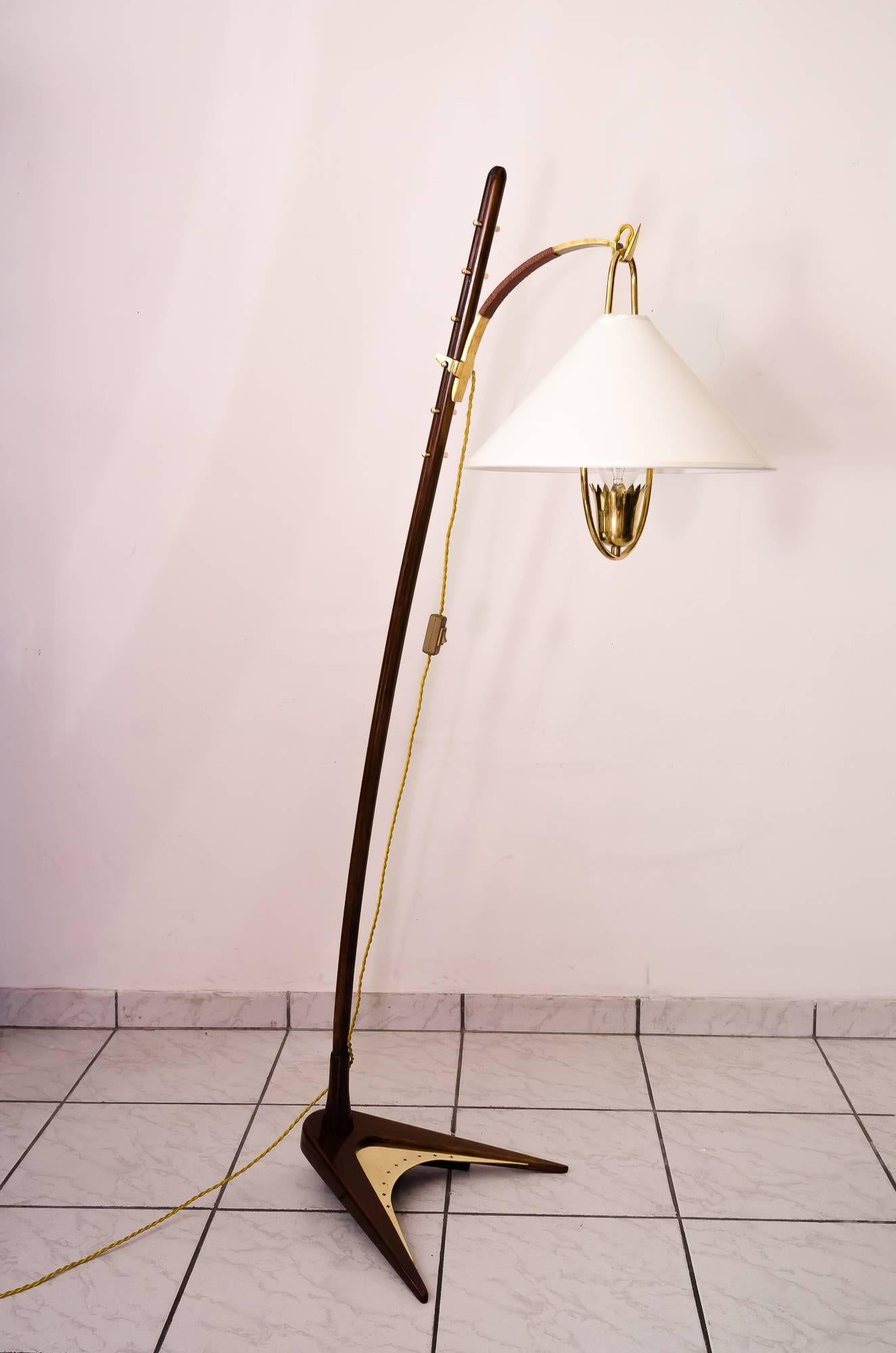 Very rare walnut thorn stick floor lamp by J.T. Kalmar Vienna, 1949
wood was slightly polished by hand.

 