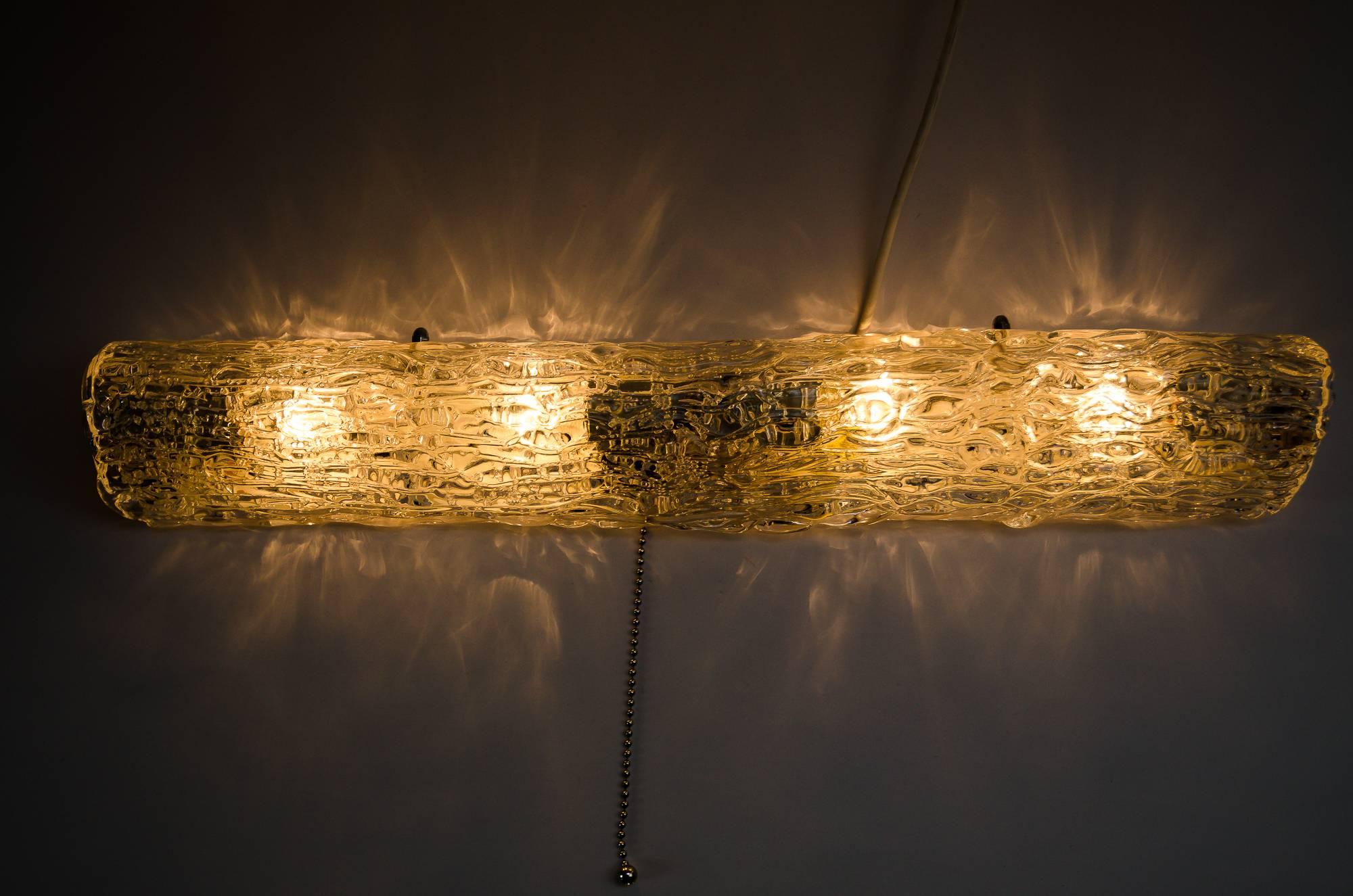 Plated Kalmar Wall Lamp with Textured Glass, circa 1950s