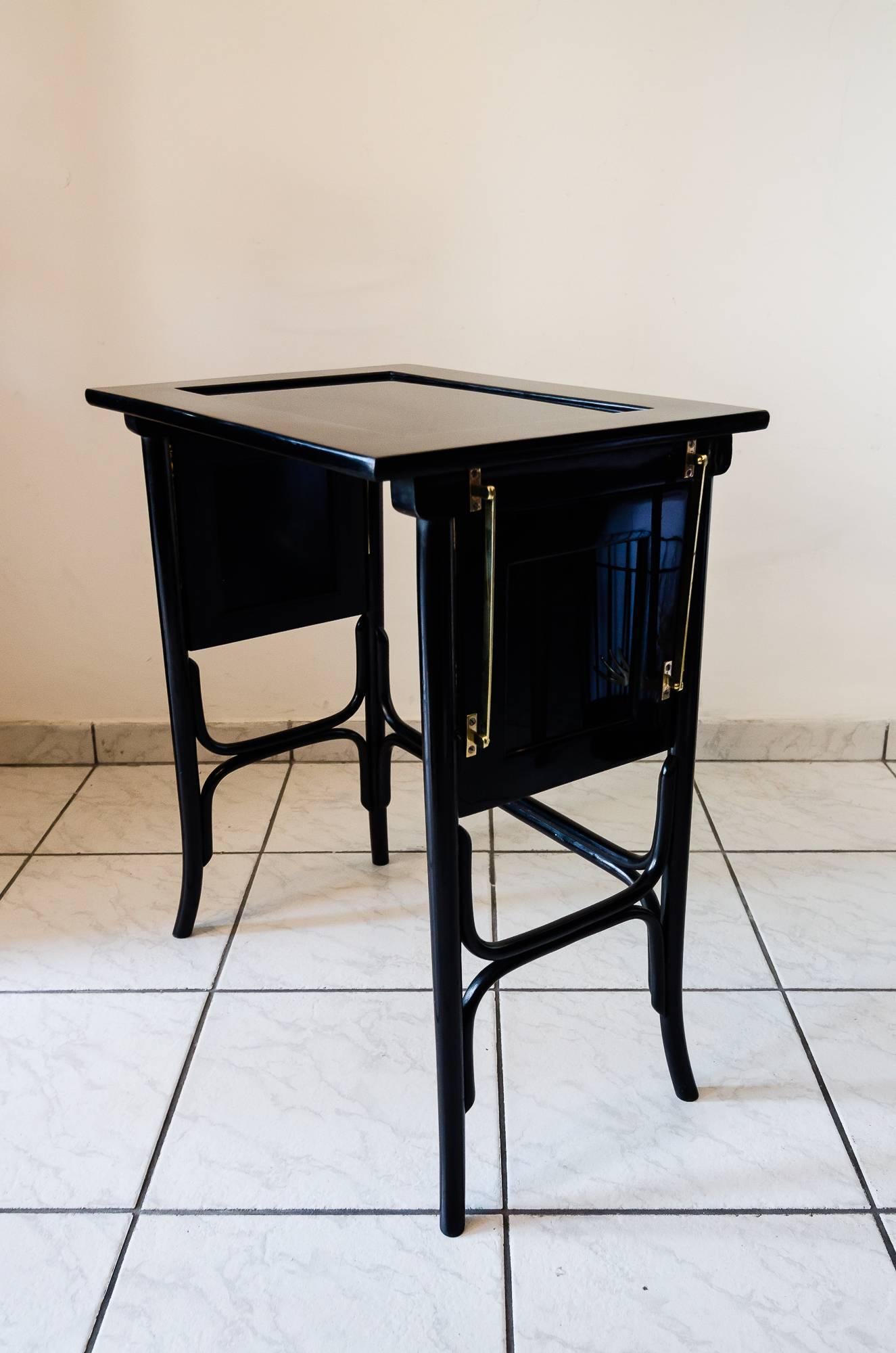 Blackened Jugendstil Table with Black Glass 