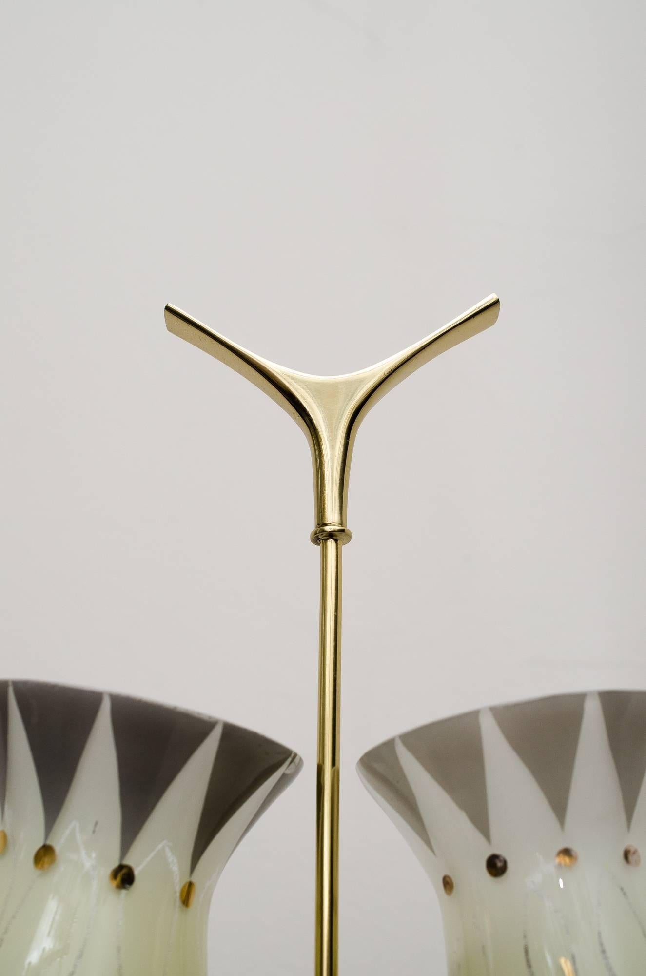 Austrian Rupert Nikoll Floor Lamp with Original Glass Shades