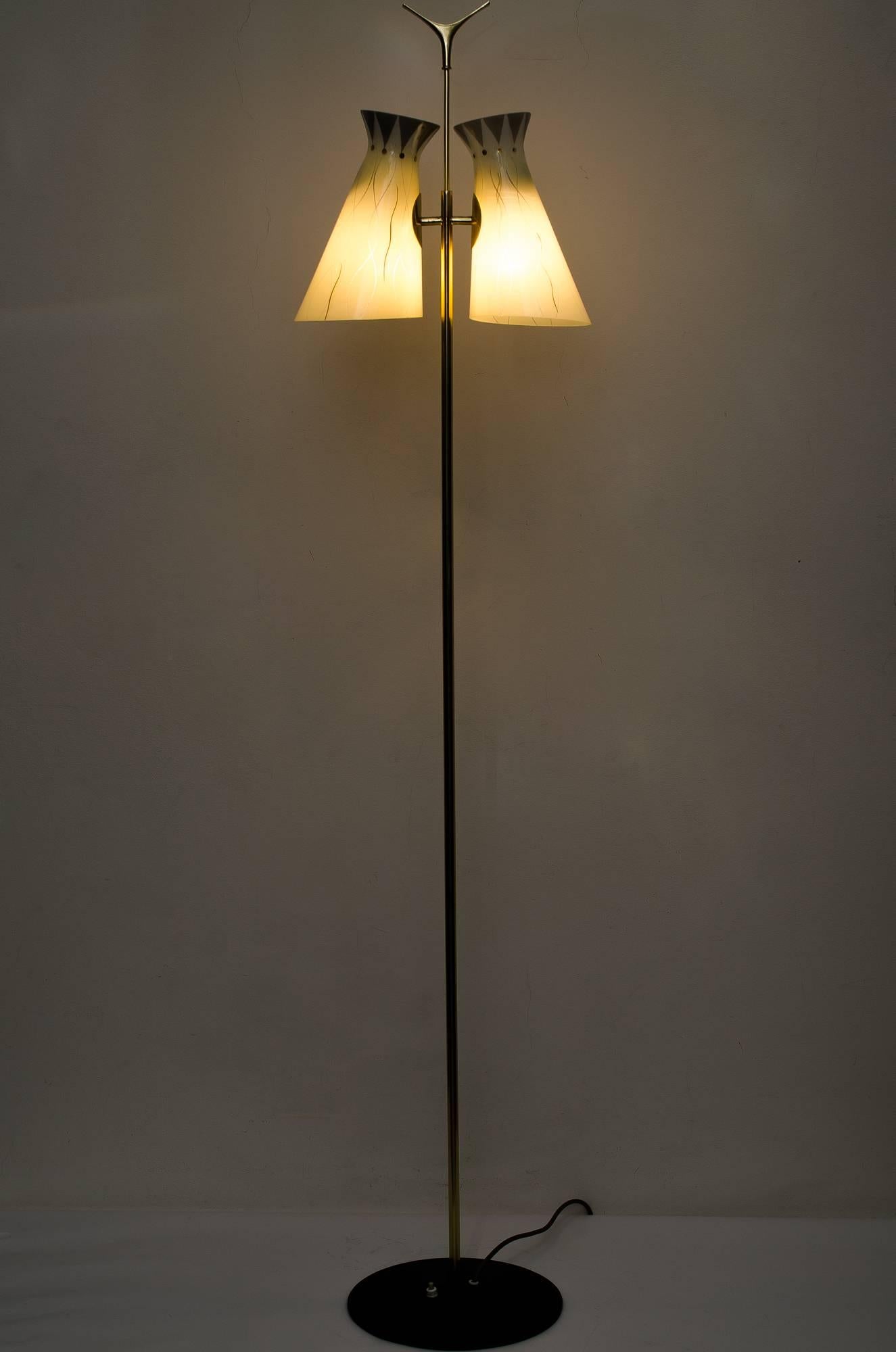 Rupert Nikoll Floor Lamp with Original Glass Shades In Excellent Condition In Wien, AT