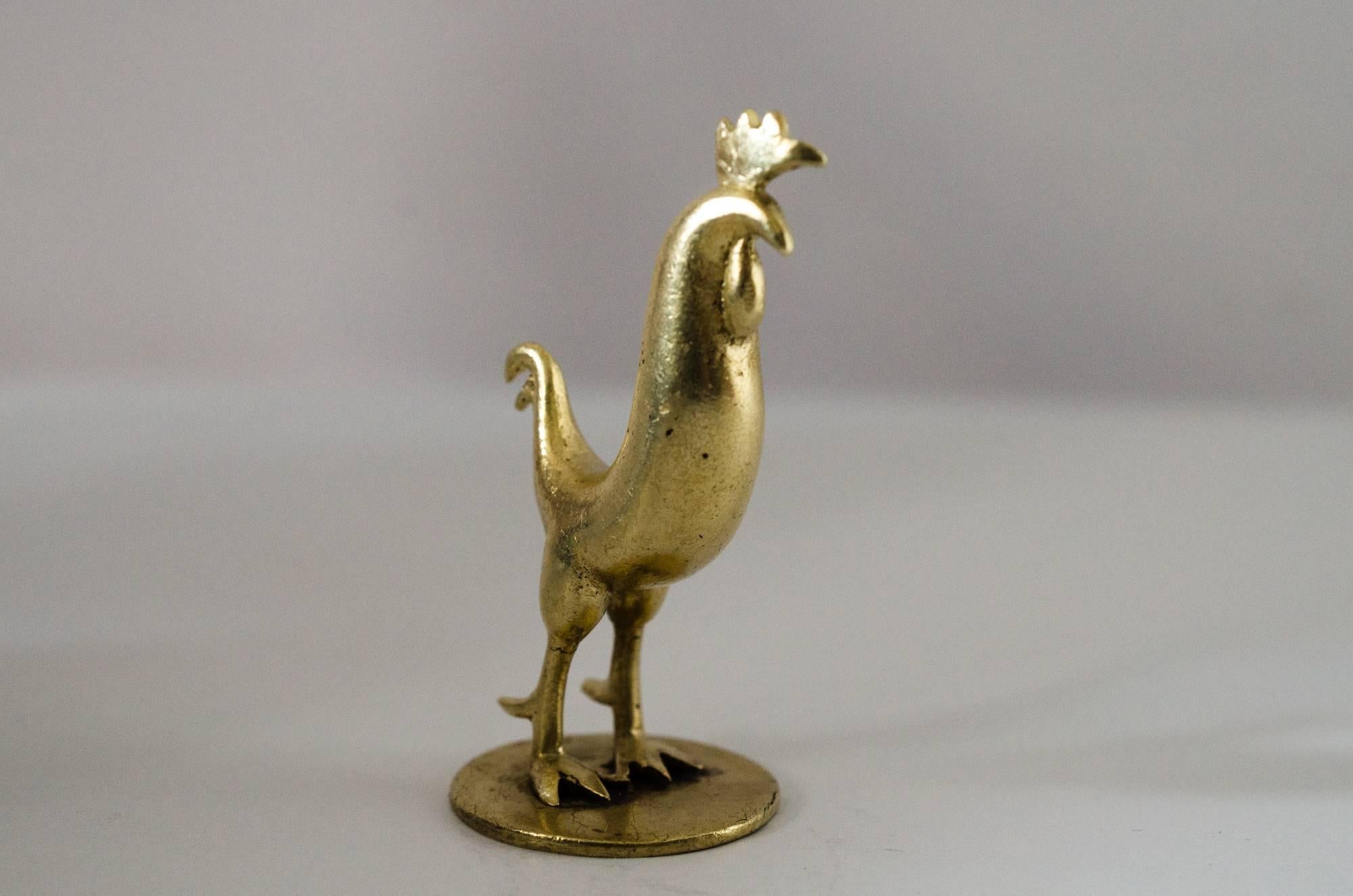 Brass Rooster Figurine by Hagenauer