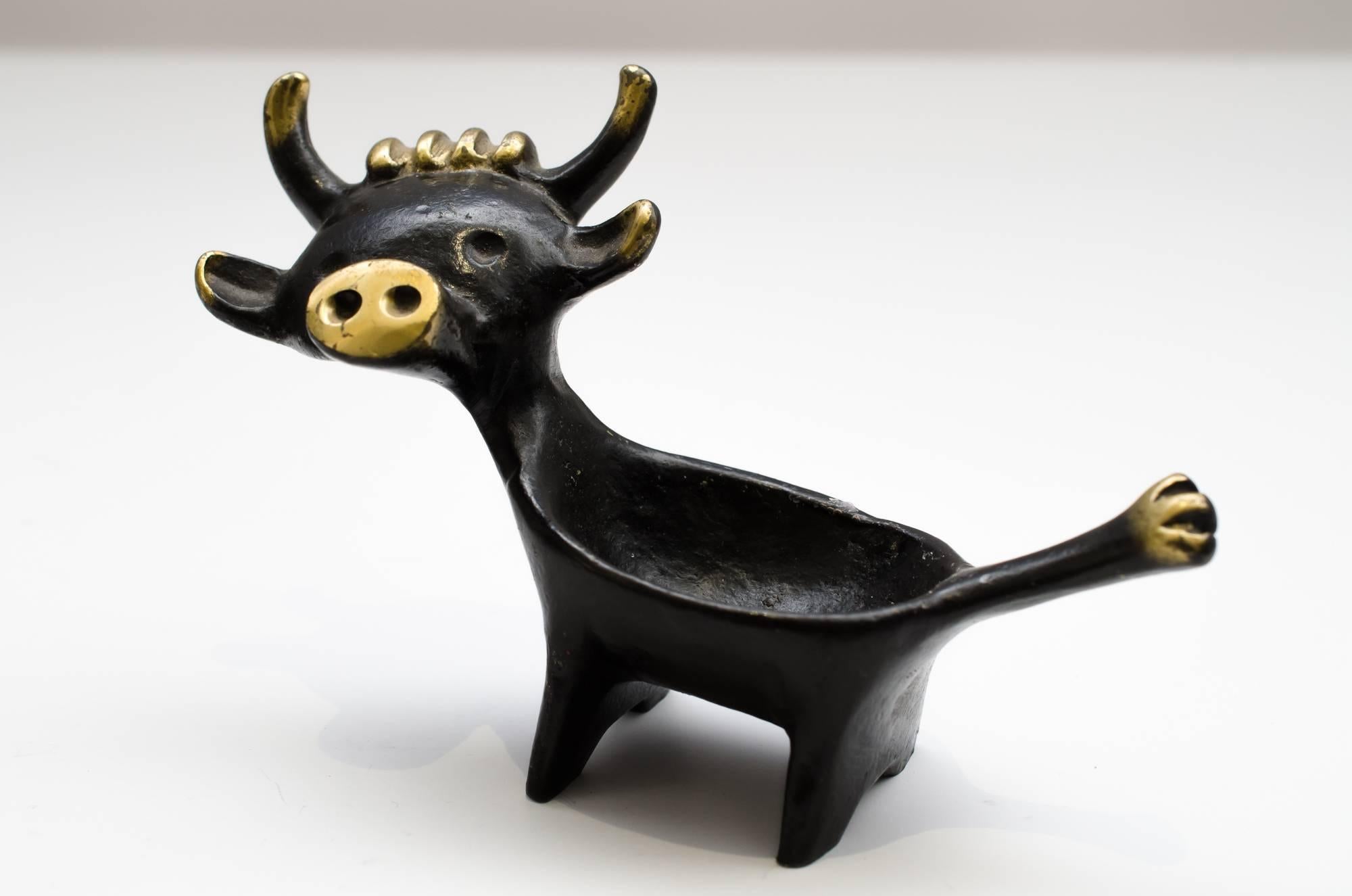 Blackened Candleholder Walter Bosse Cow, circa 1950s For Sale