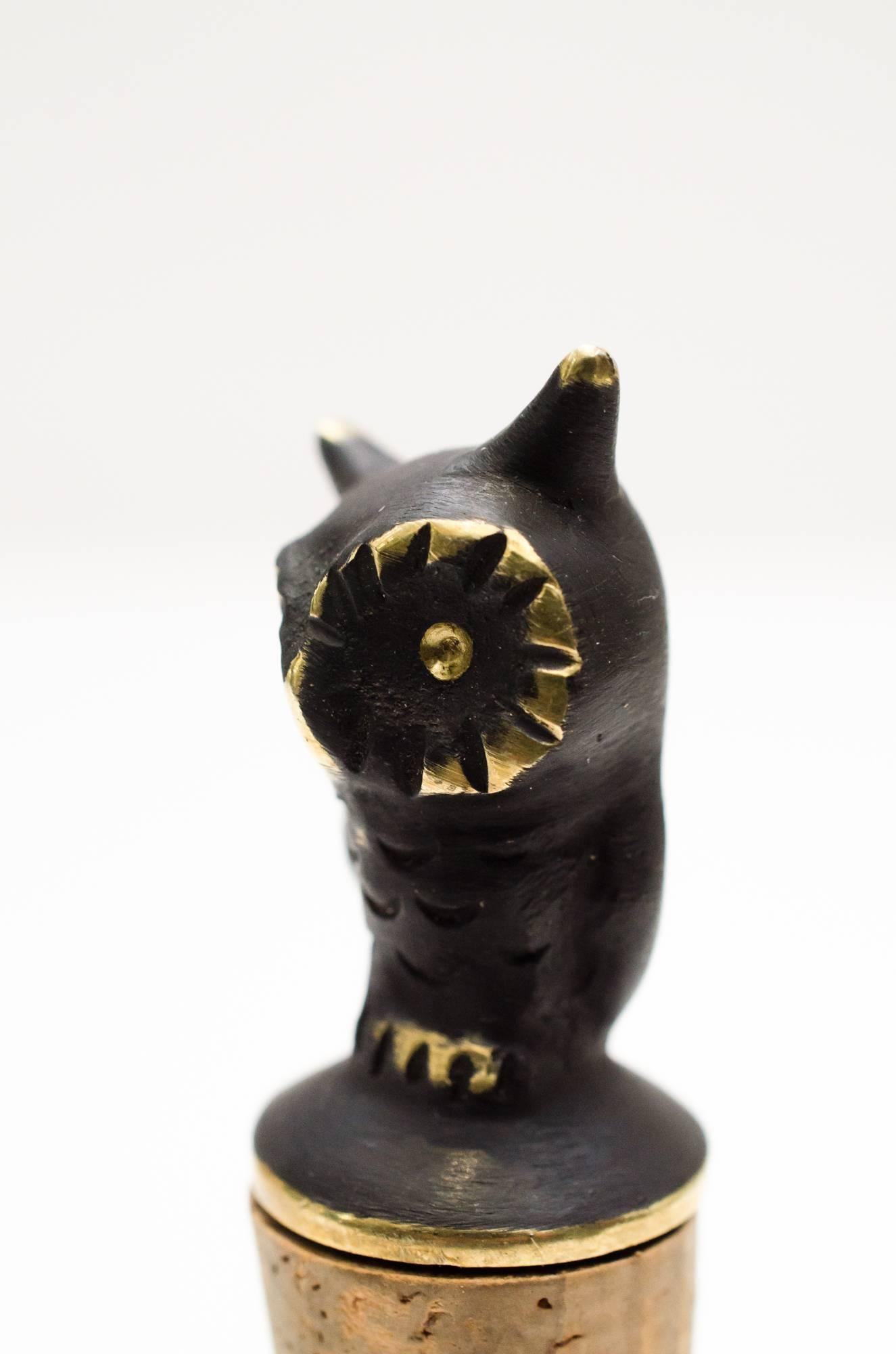 Mid-Century Modern Two Owls Bottle Stopper by Walter Bosse For Sale