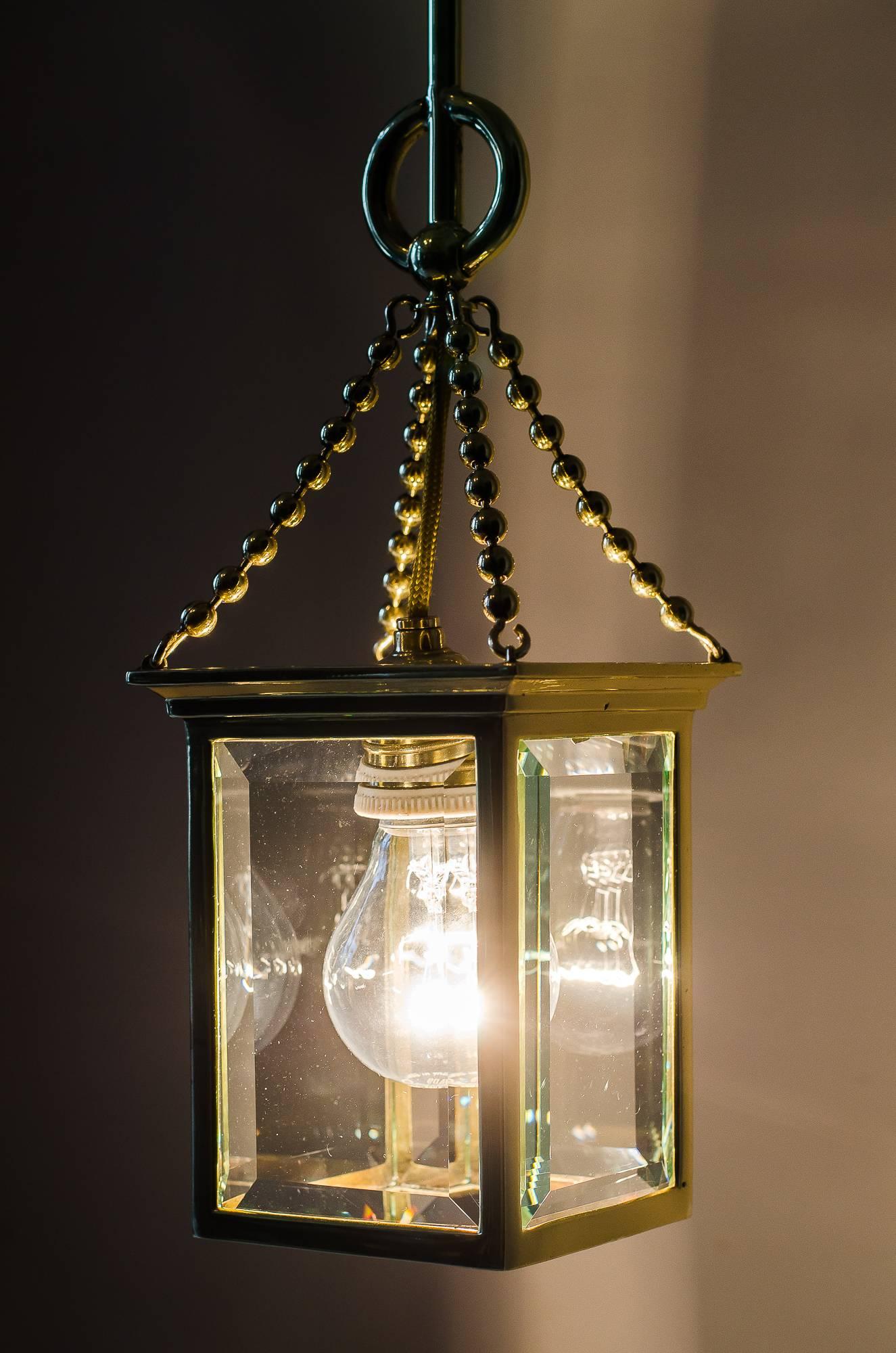 Beautiful Jugendstil lantern, circa 1910
polished and stove enamelled.