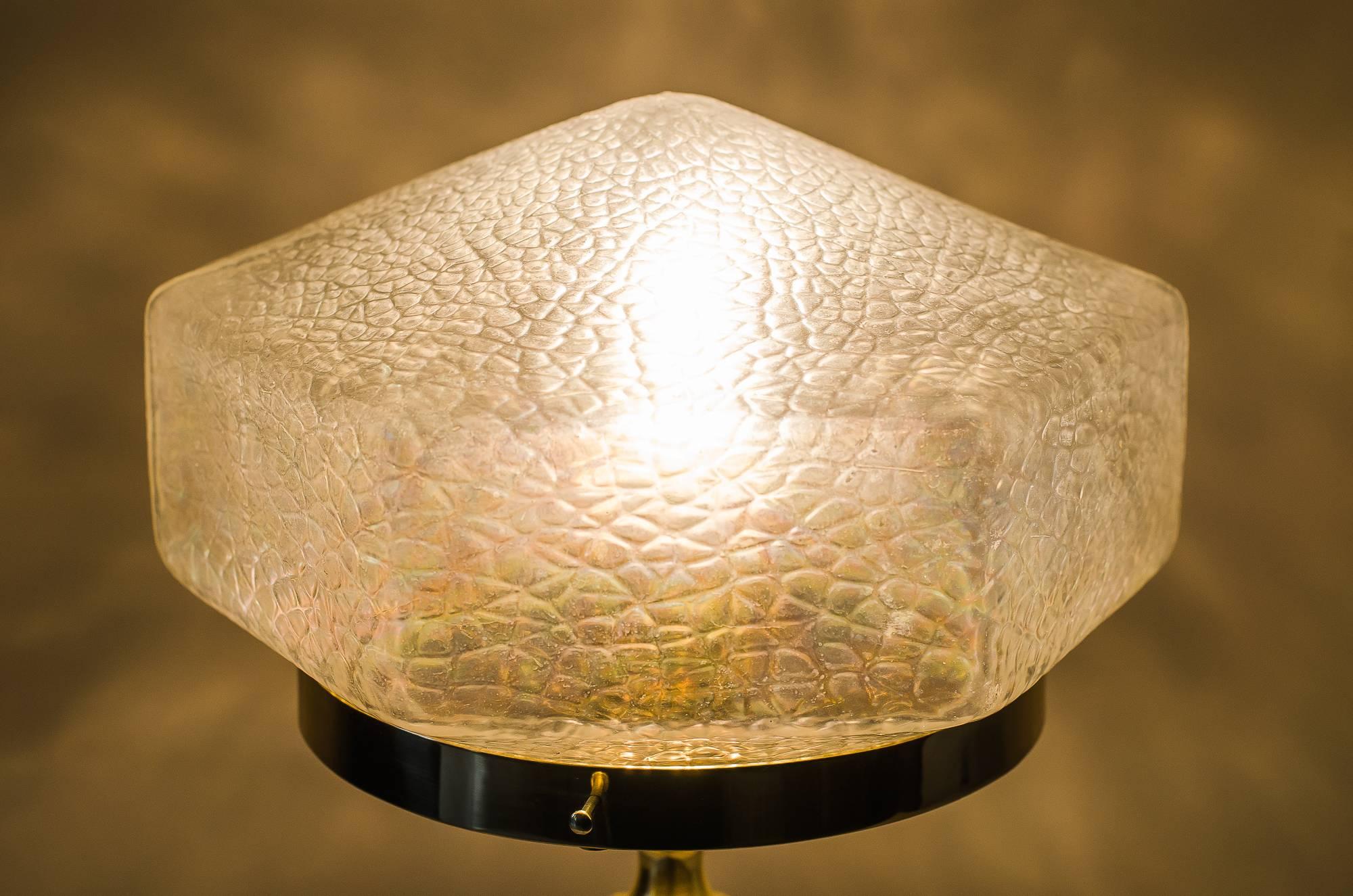 Lacquered Jugendstil Table Lamp with Original Glass, circa 1910s