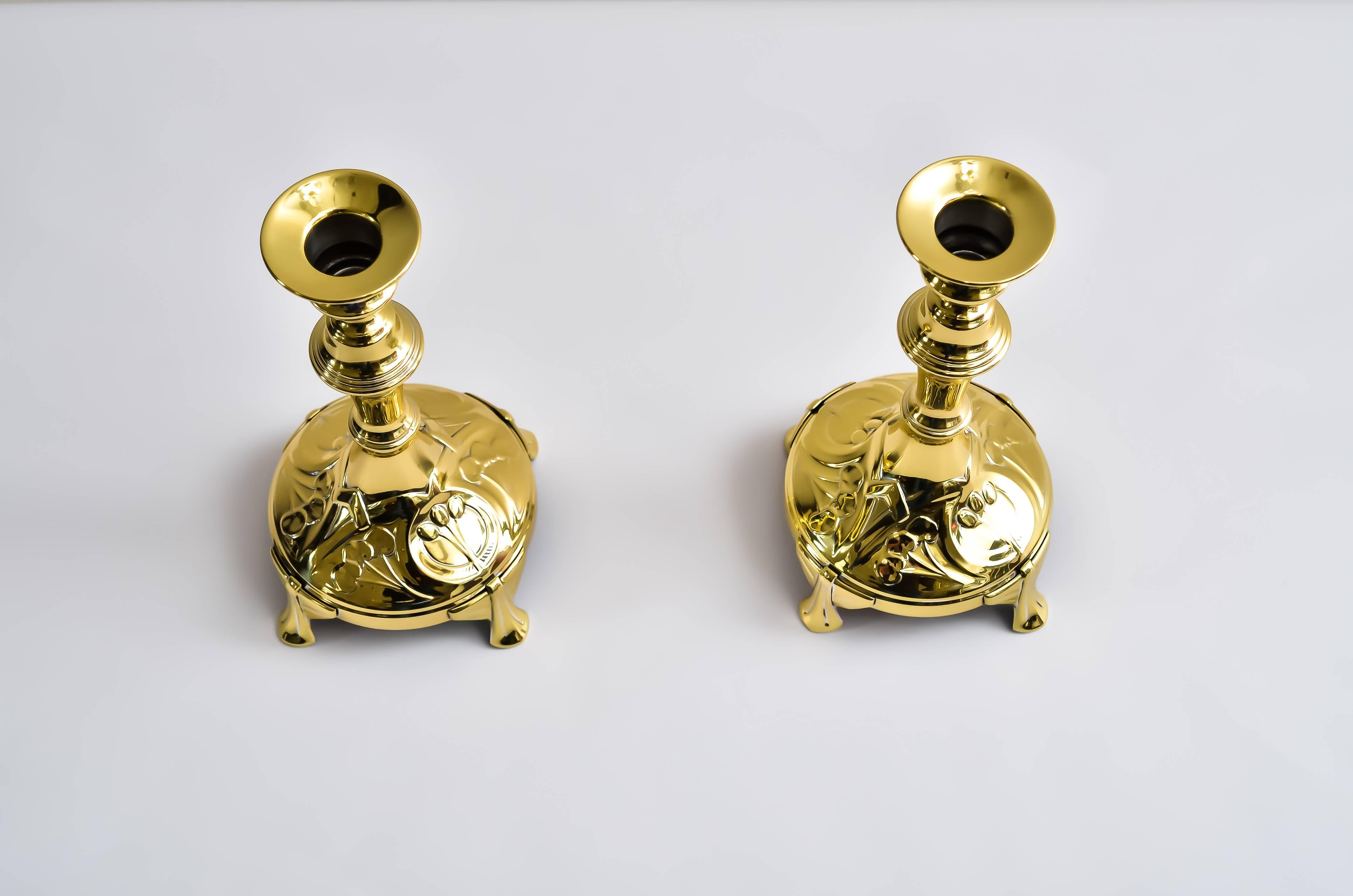 Austrian Two Candleholders, around 1907 For Sale