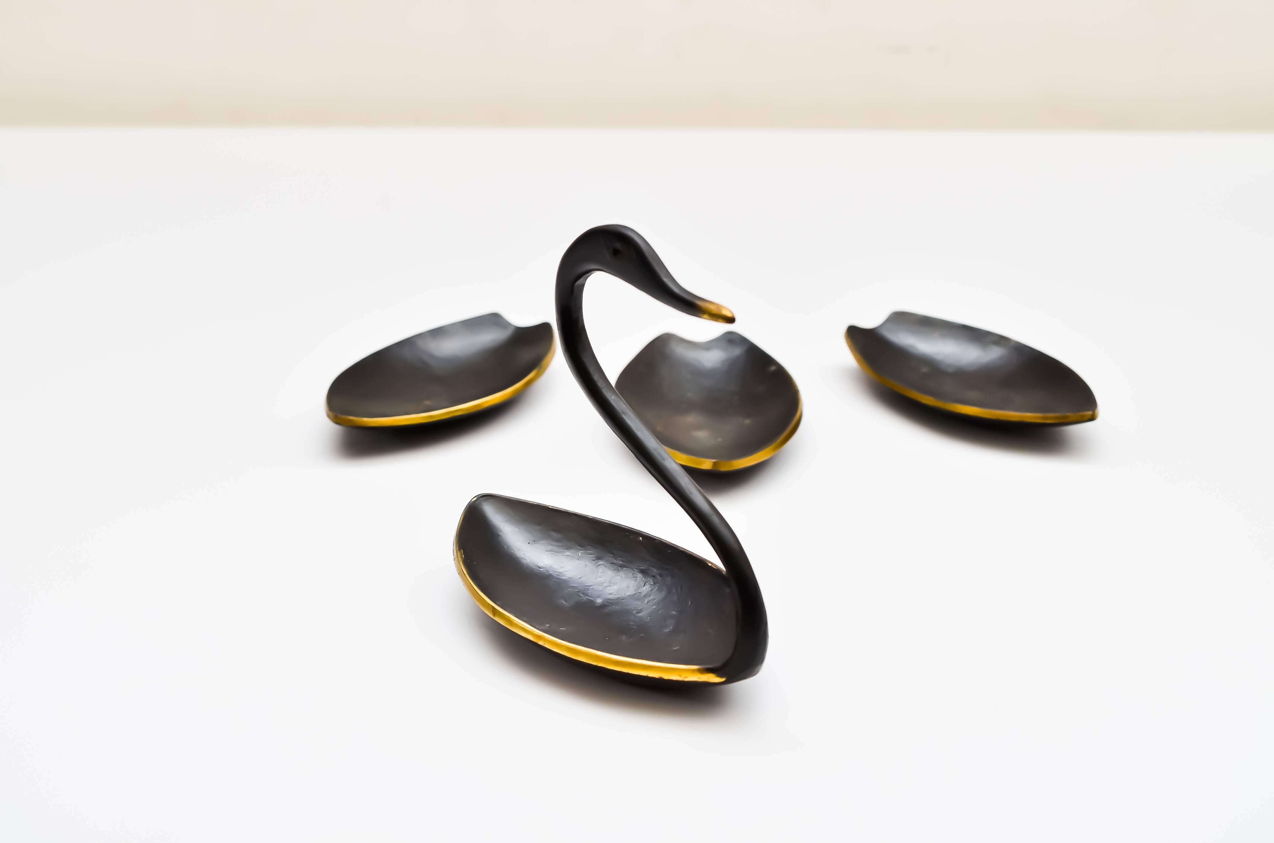 Blackened Swan Ashtray by Walter Bosse, circa 1950s