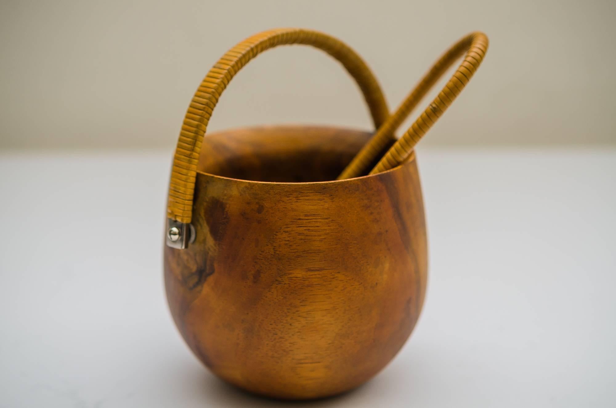 Mid-Century Modern Auböck Wood Sugar Bowl with Sugar Pincer