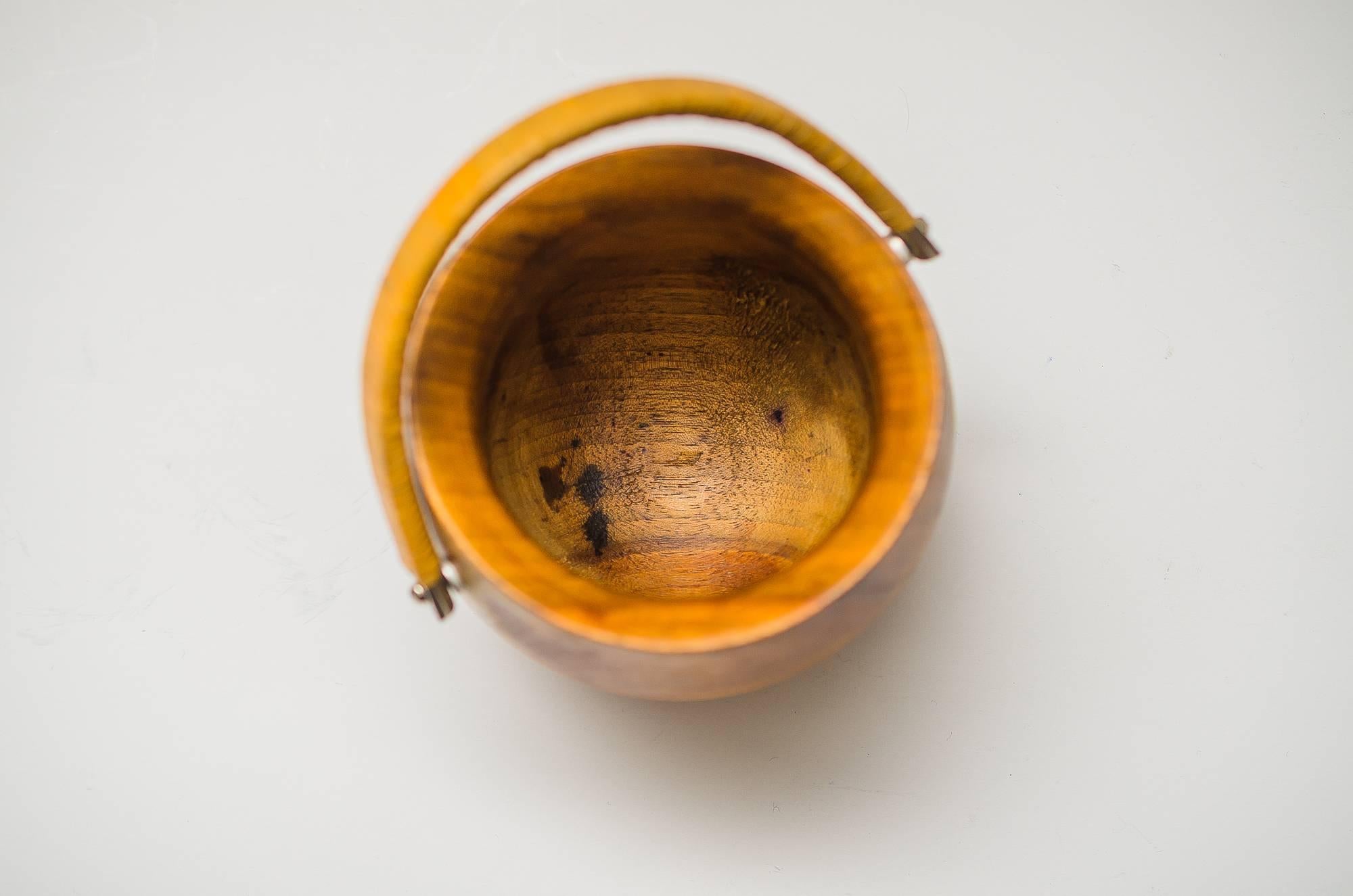 Austrian Auböck Wood Sugar Bowl with Sugar Pincer