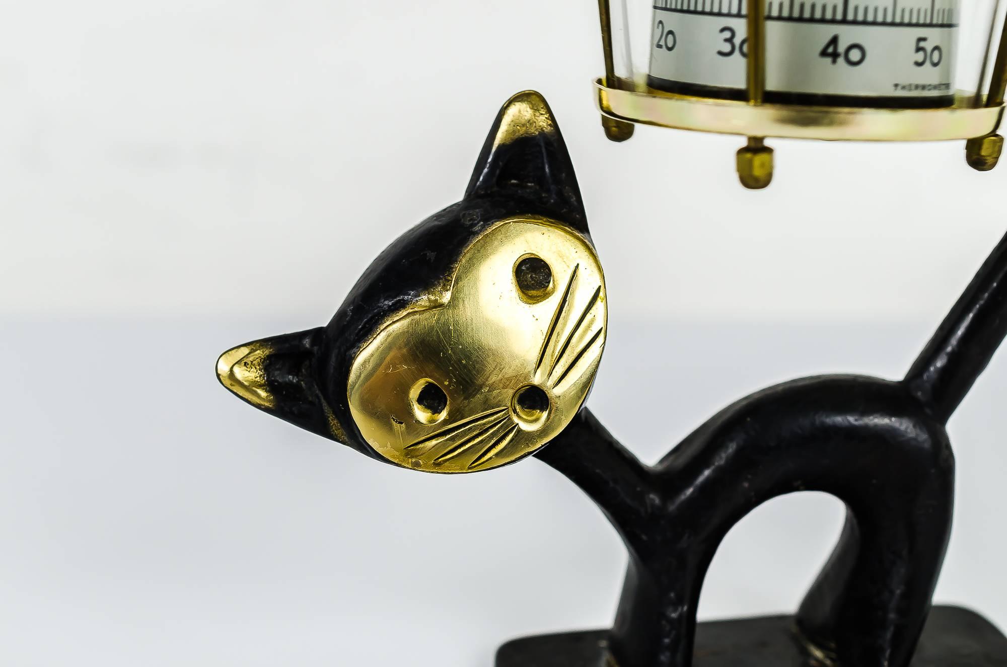 Mid-20th Century Walter Bosse Cat Figurine with Thermometer, 1950s For Sale