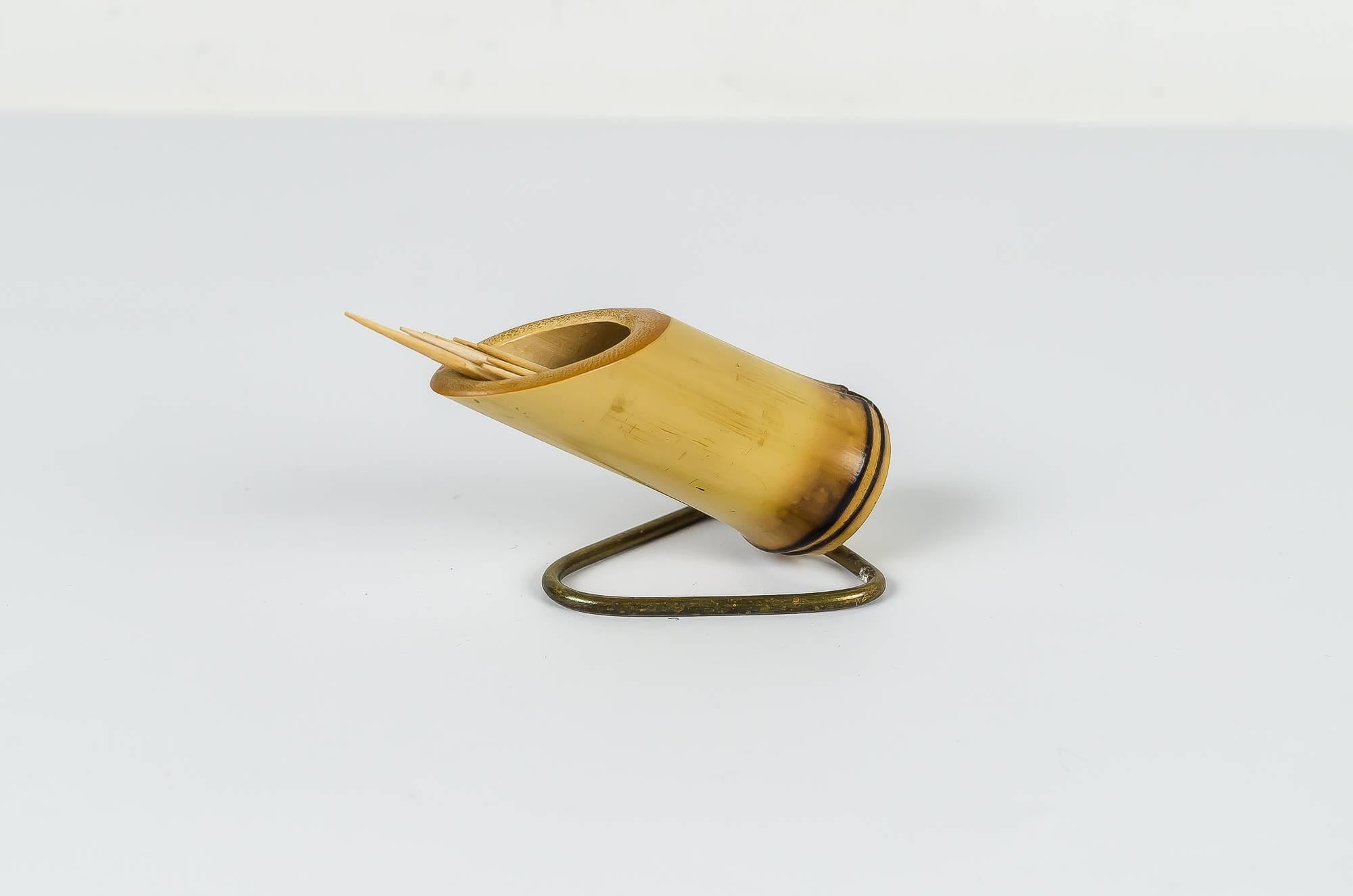 Bamboo toothpick holder, circa 1950s
Original condition.