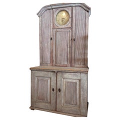 Gustavian Swedish Painted Clock Cupboard