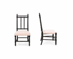 Pair of Ebonized Children's Bobbin Chairs, C. 1890