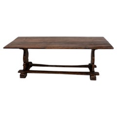 English Walnut Trestle Table, C. 1840