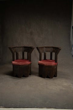 Carved Wood Chairs, Pair (C. 1900)