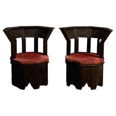 Carved Wood Chairs, Pair (C. 1900)