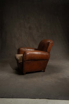 Pair of French Leather Club Chairs (C. 1920)