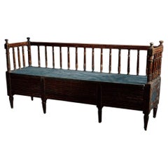 Swedish Scraped Paint Settle Bench (C. 1920)