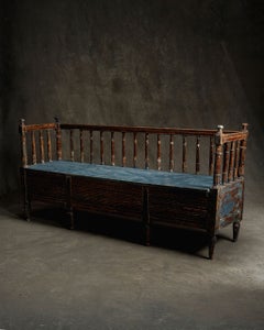 Swedish Scraped Paint Settle Bench (C. 1920)