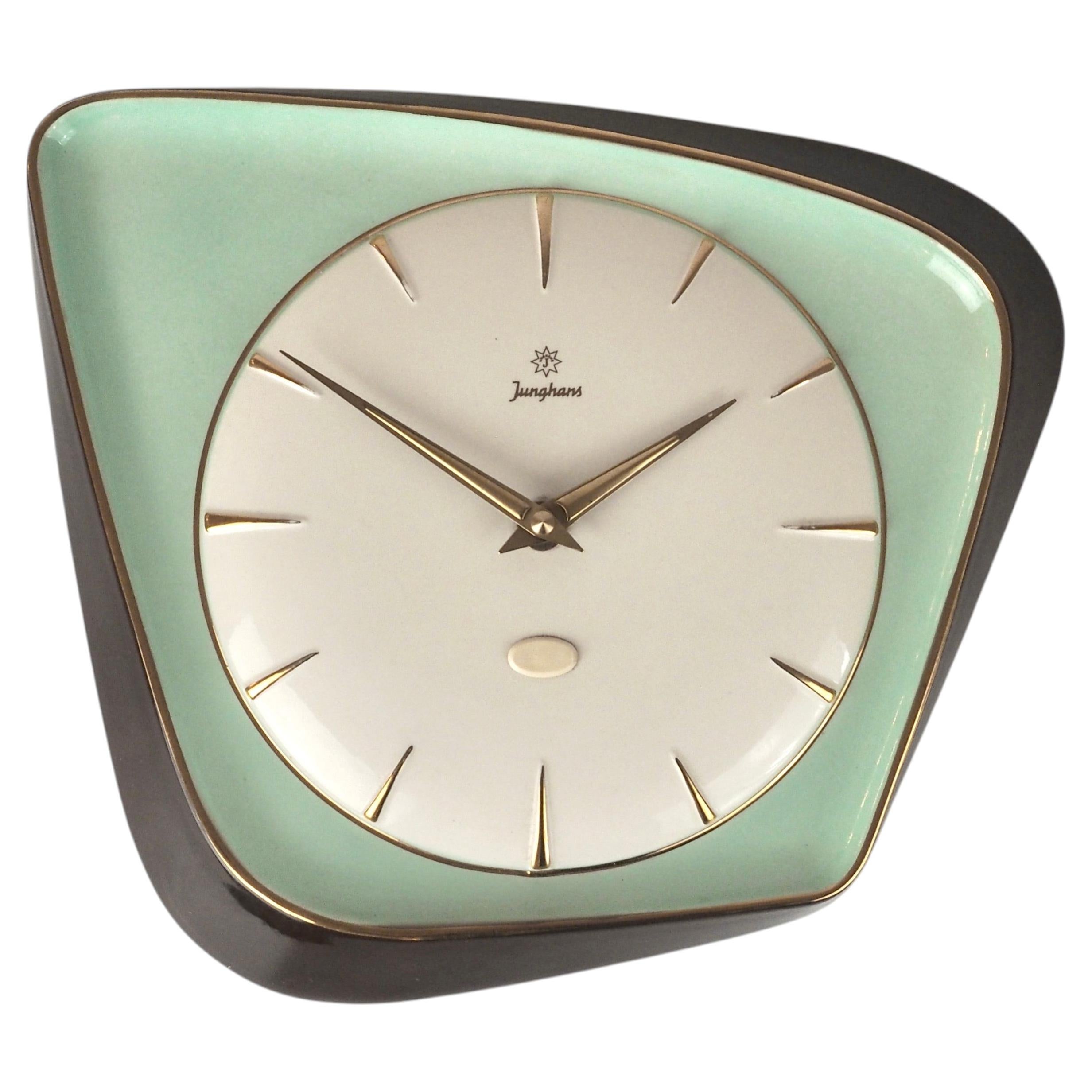 Mid-Century Modern Junghans Ceramic Wall Clock, Germany 1950s