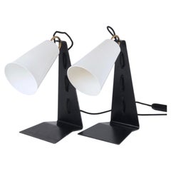 Pair of Mid-Century Modern "Hook" (Häkchen) Table Lamps Mod. 1246 by J.T. Kalmar