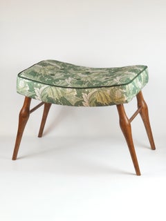 Viennese Art Deco Footstool reupholstered in Botanical William Morris Fabric