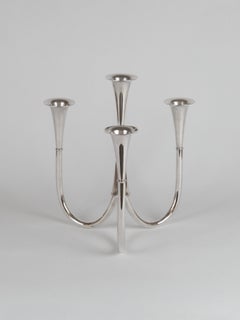 Candelabro in argento placcato in stile Mid-Century Modern di Wilhelm Wagenfeld per WMF, 1952