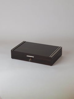 Viennese Art Deco Tobacco Humidor or Desk Lidded Valet Box in Exotic Dark Veneer
