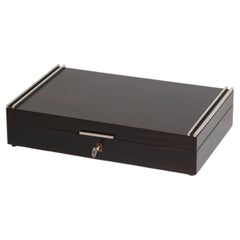 Viennese Art Deco Tobacco Humidor or Desk Lidded Valet Box in Exotic Dark Veneer